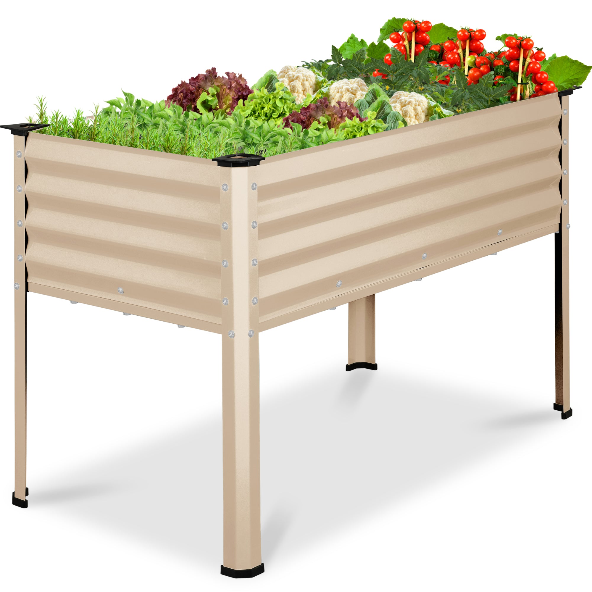 Elevated Galvanized Metal Garden Bed w/ Corner Protectors - 48x24x30in