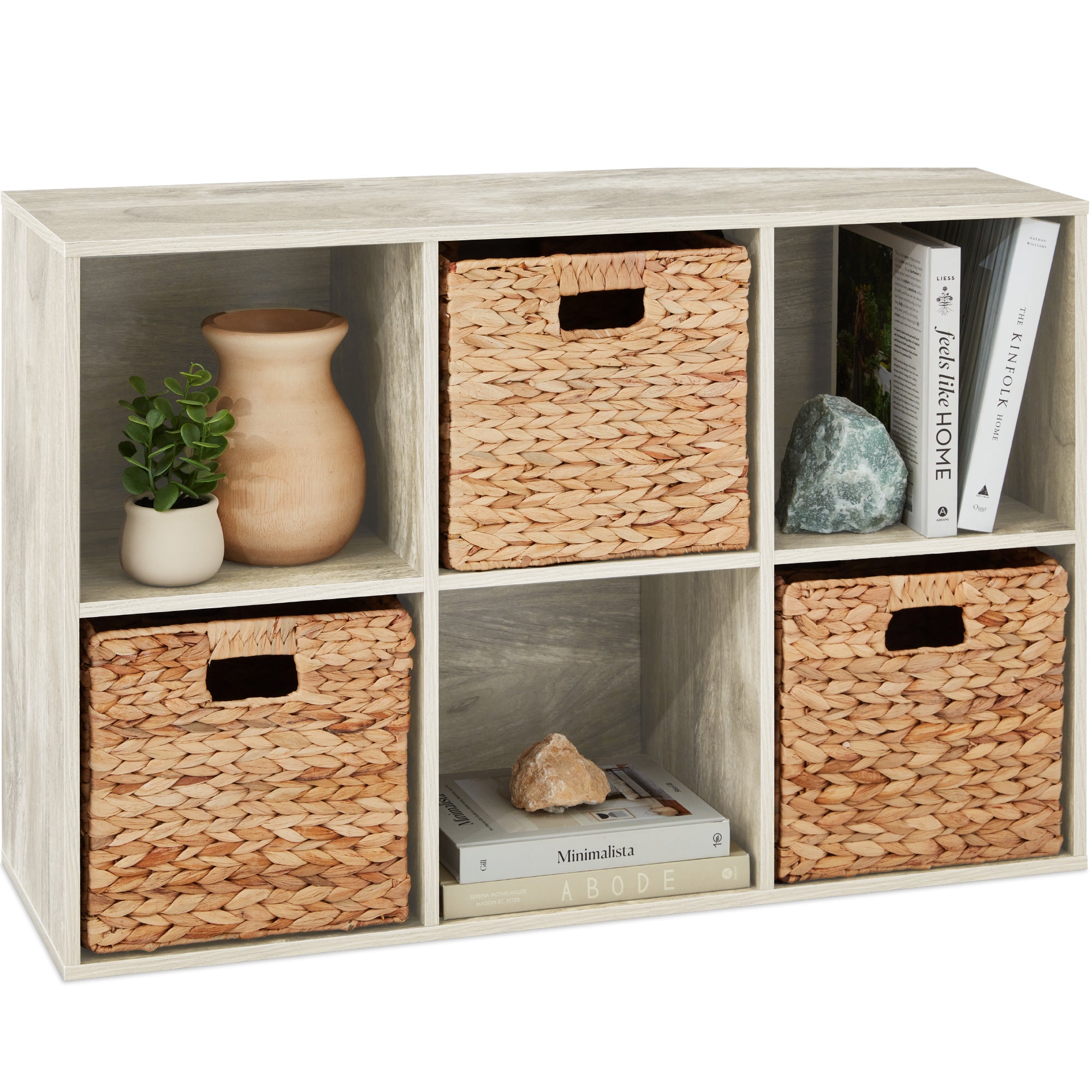 6-Cube Bookshelf, 11in Storage Display w/ Removable Panels, Customizable