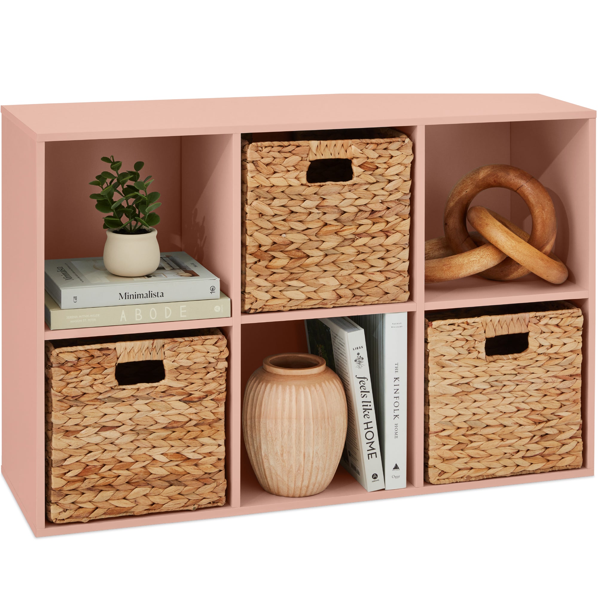 6-Cube Bookshelf, 11in Storage Display w/ Removable Panels, Customizable