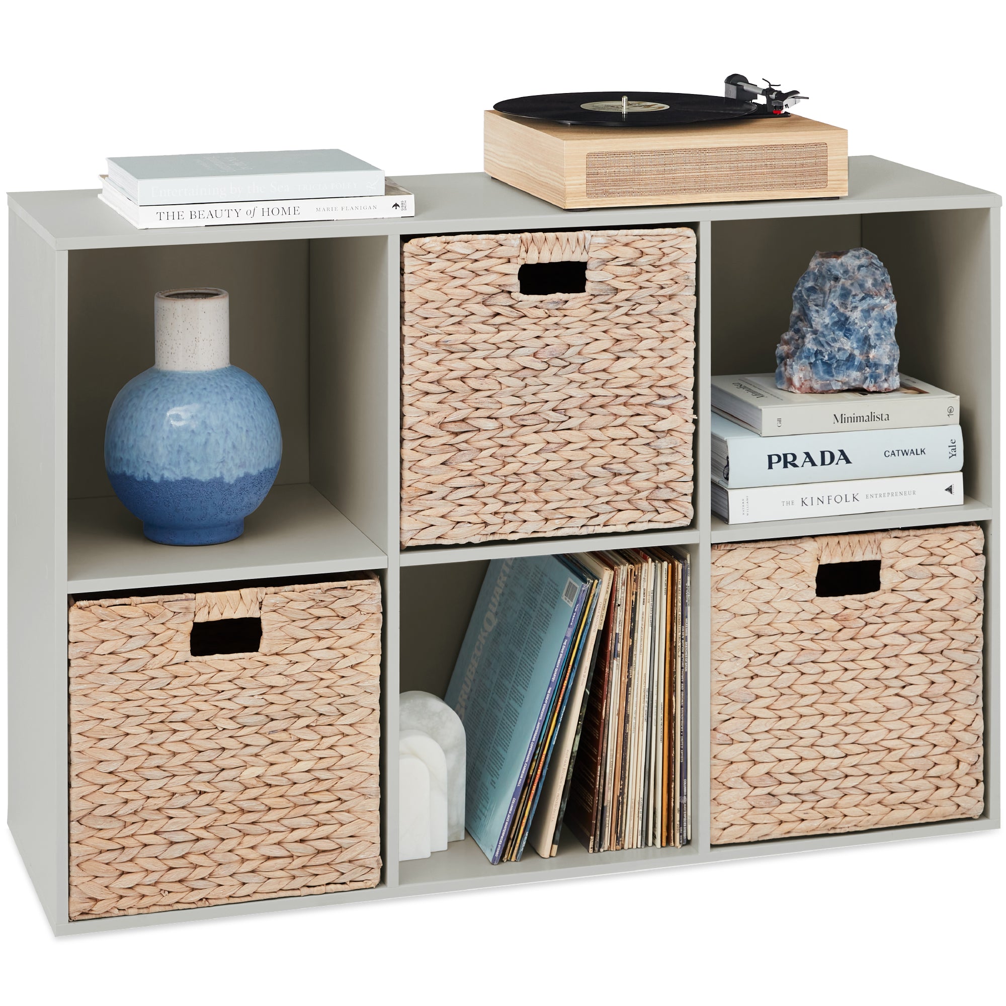 6-Cube Bookshelf, 13.5in Storage Display w/ Removable Panels