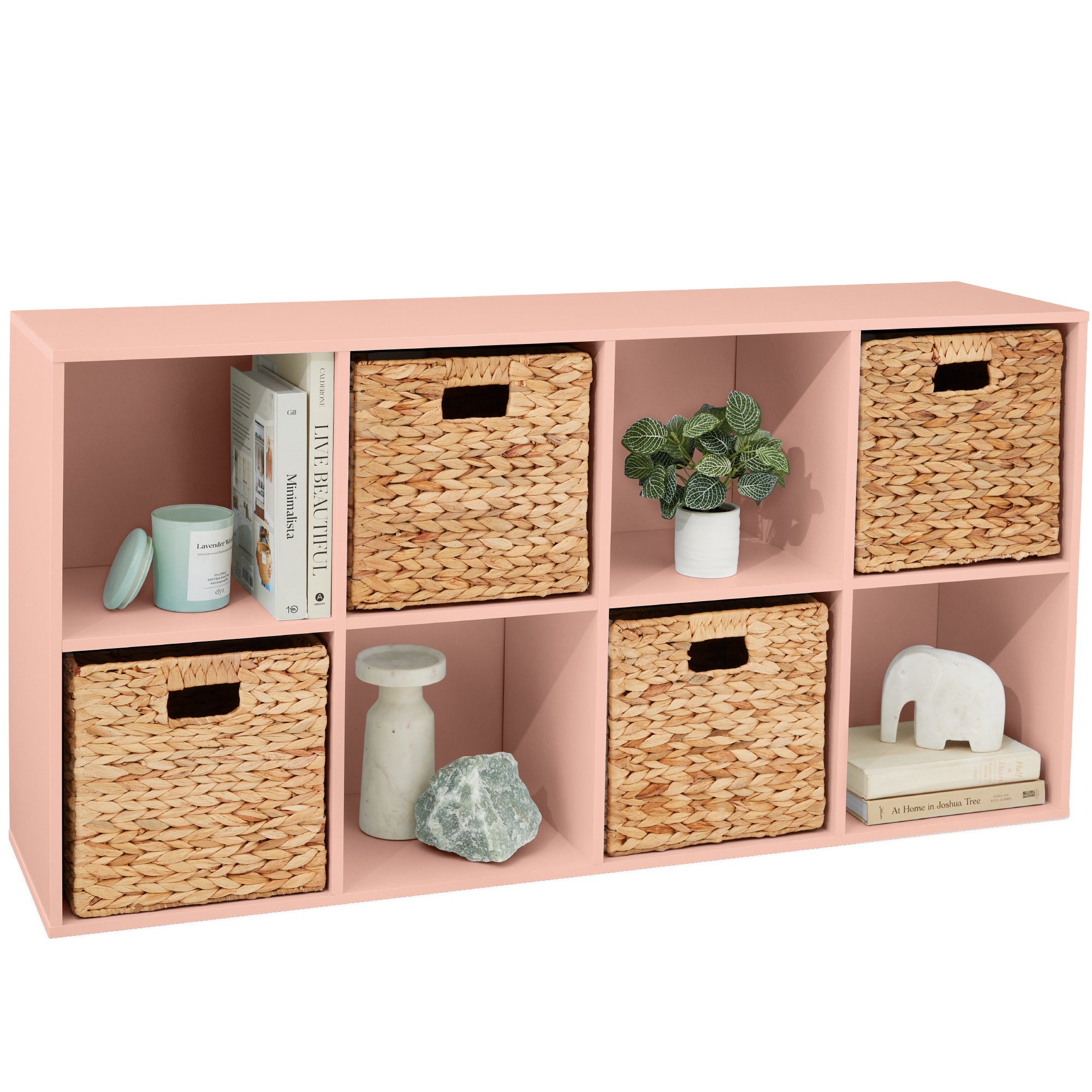 8-Cube Bookshelf, 11in Storage Display w/ Removable Panels