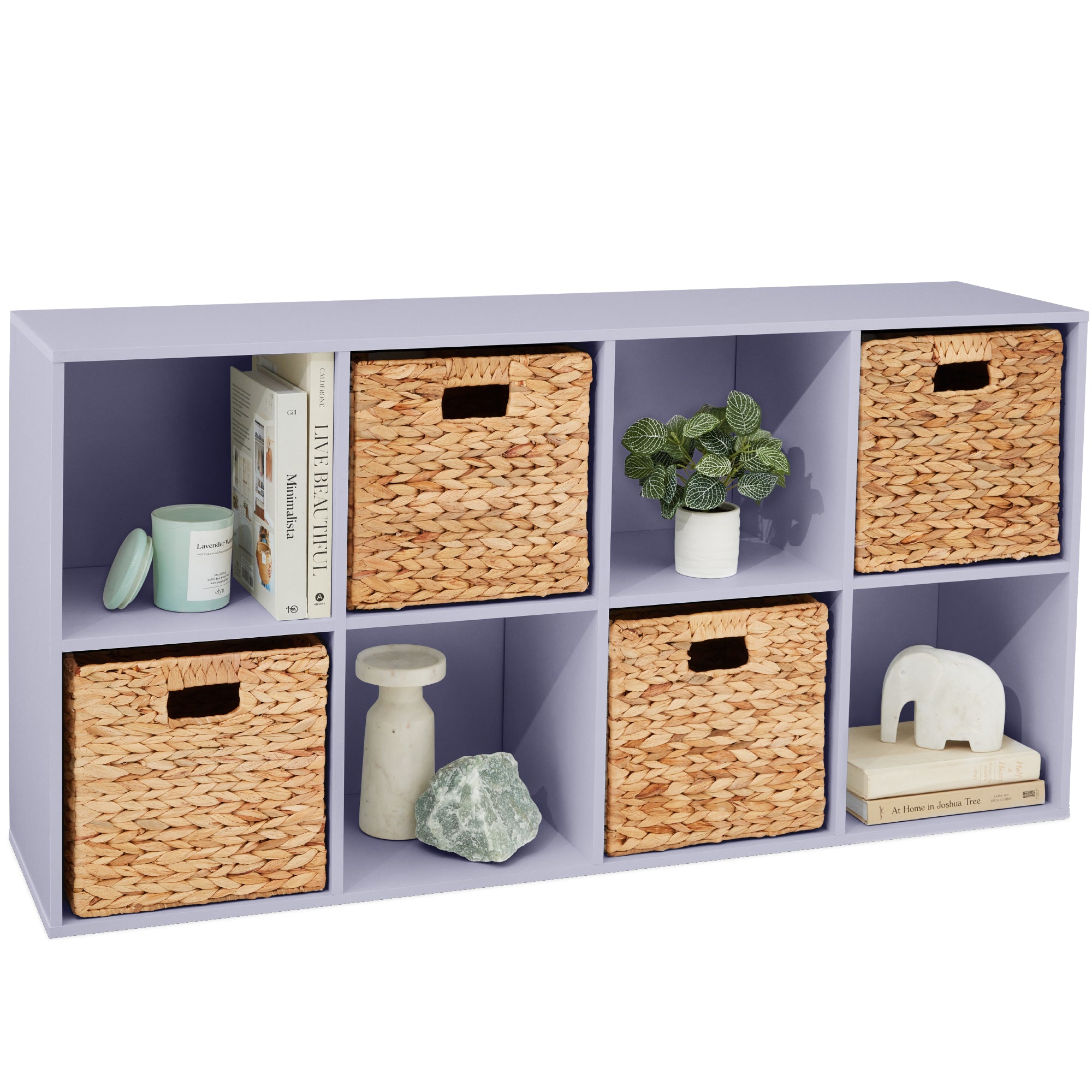 8-Cube Bookshelf, 11in Storage Display w/ Removable Panels, Customizable