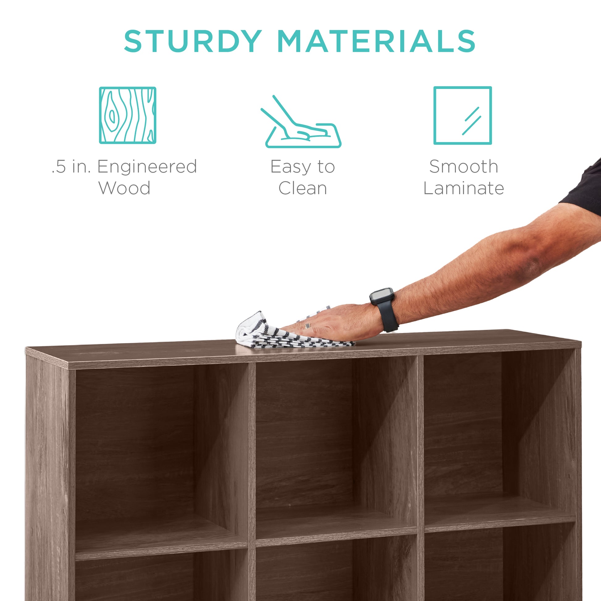 9-Cube Bookshelf, 13.5in Storage Display w/ Removable Panels, Customizable
