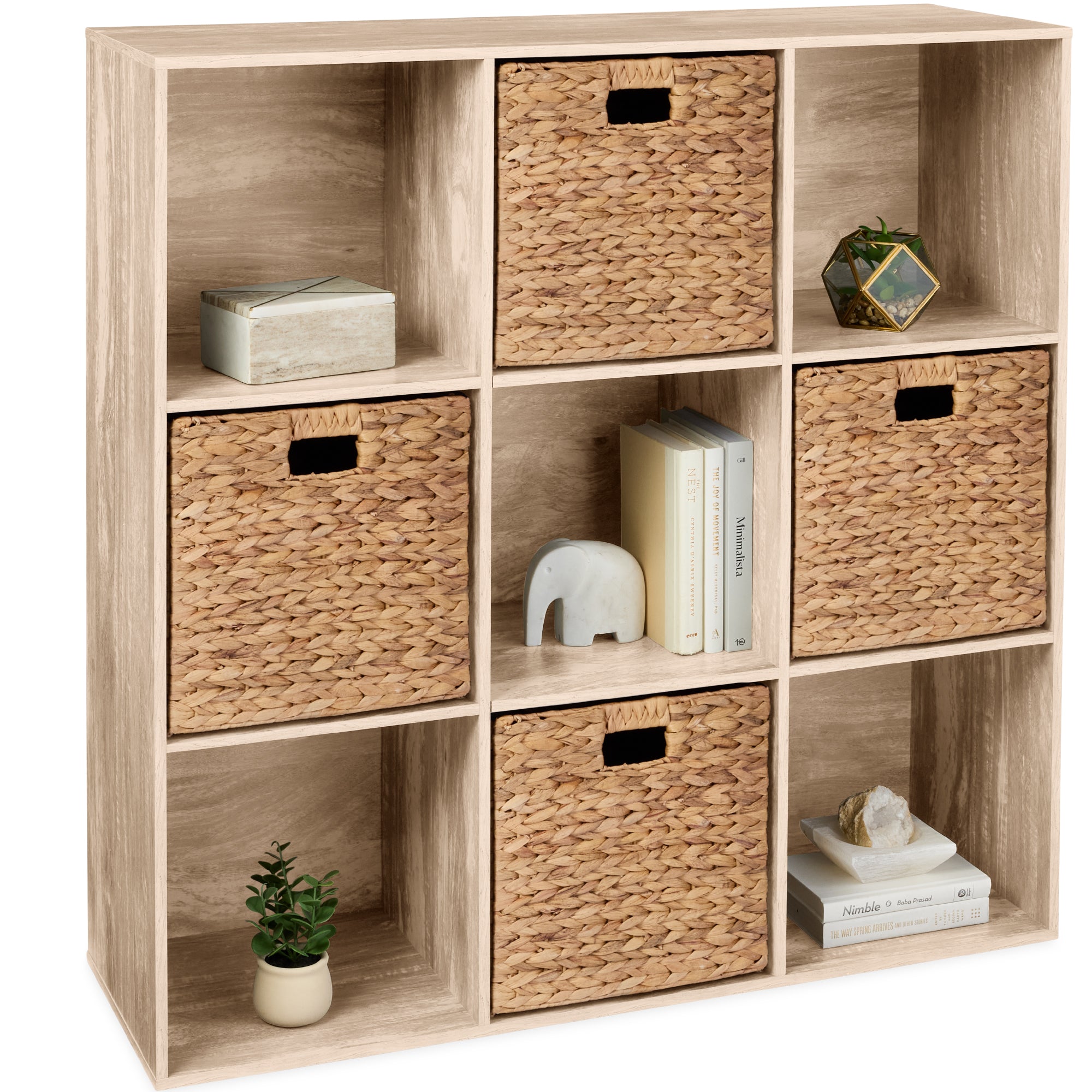 9-Cube Bookshelf, 13.5in Storage Display w/ Removable Panels, Customiz ...