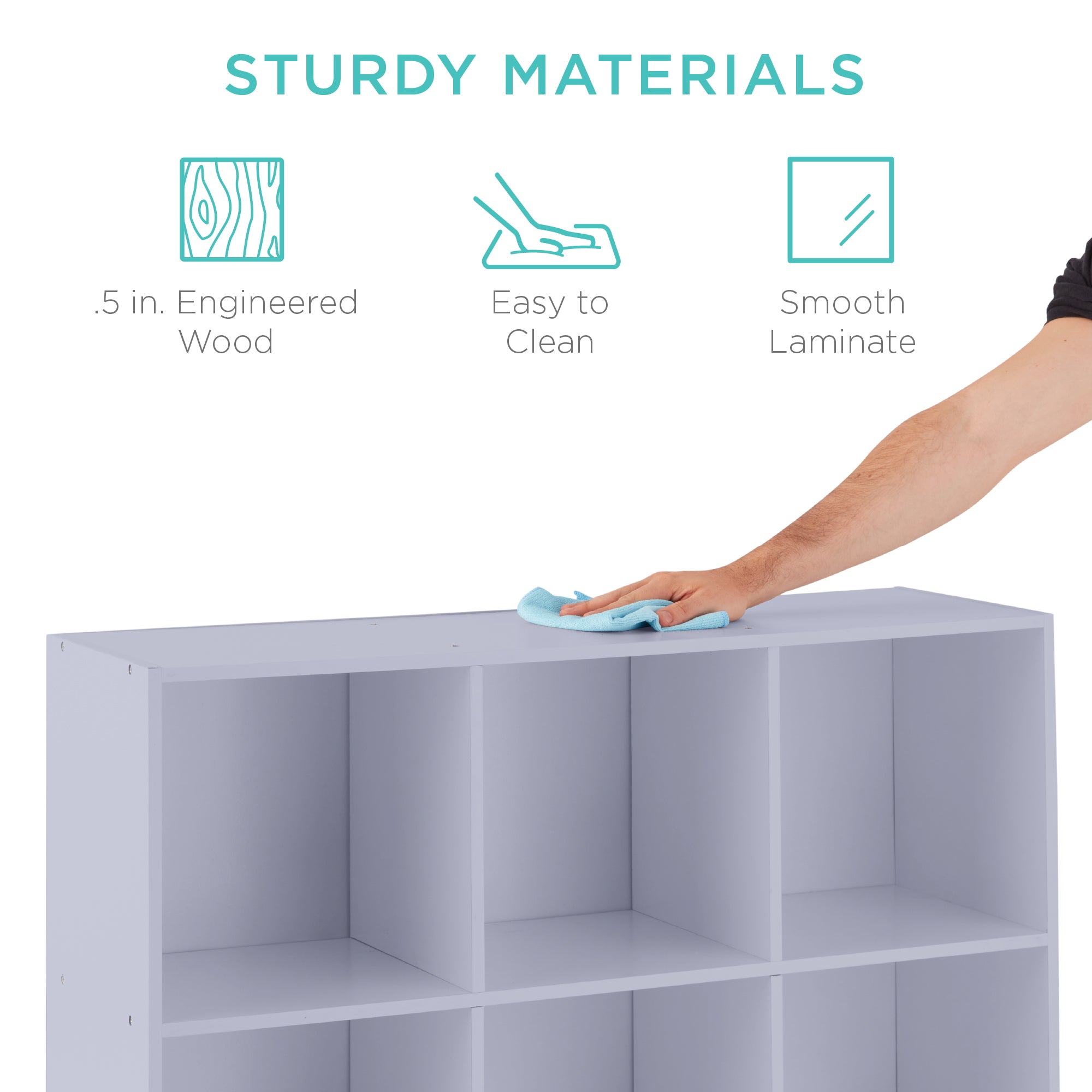 9-Cube Bookshelf, 13.5in Storage Display w/ Removable Panels, Customizable