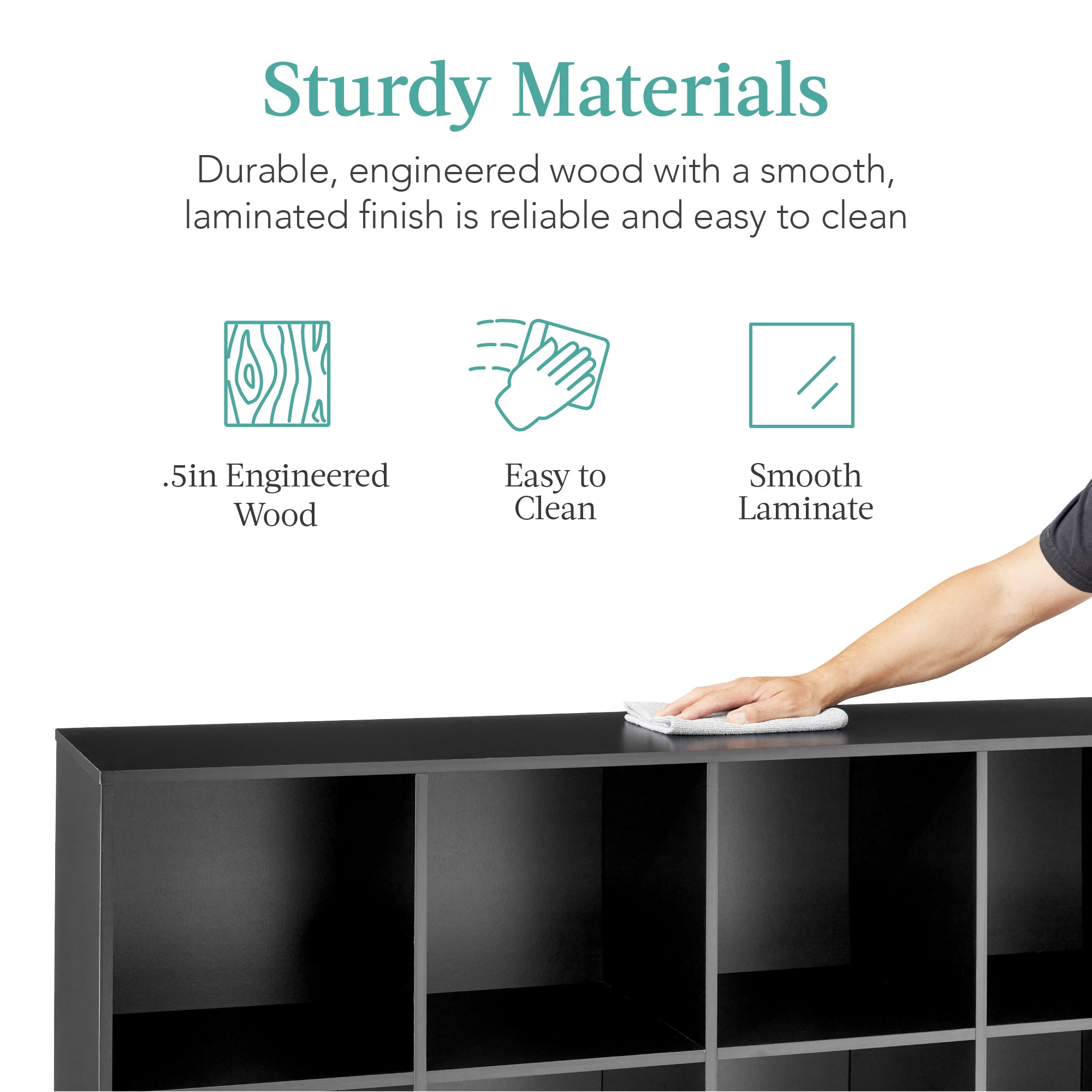 8-Cube Bookshelf, 13.5in Storage Display w/ Removable Panels, Customizable