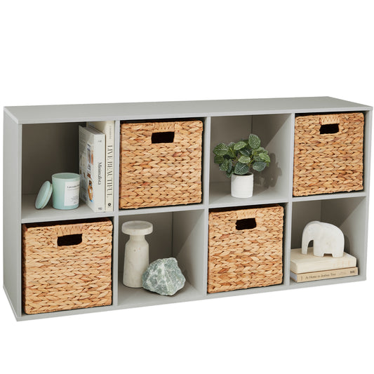 8-Cube Bookshelf, 13.5in Storage Display w/ Removable Panels, Customizable