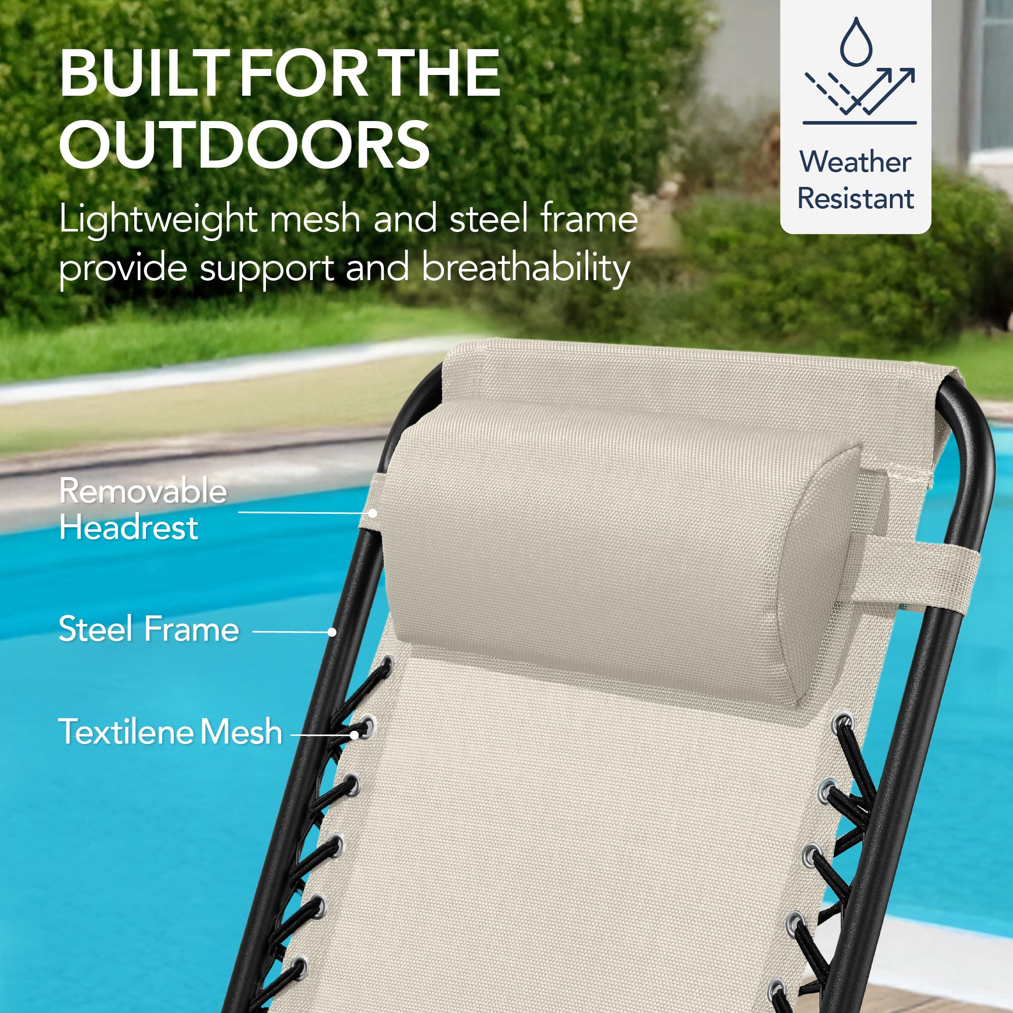 Folding Outdoor Zero Gravity Rocking Lounge Chair w/ Headrest Pillow