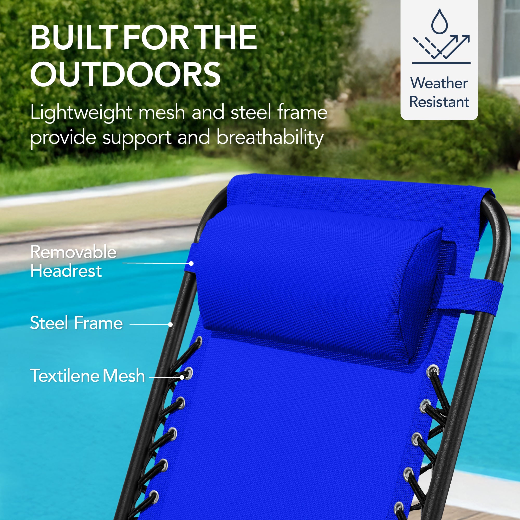 Folding Outdoor Zero Gravity Rocking Lounge Chair w/ Headrest Pillow