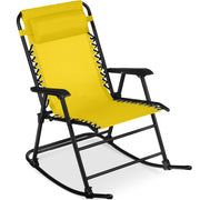 Folding Outdoor Zero Gravity Rocking Lounge Chair w/ Headrest Pillow