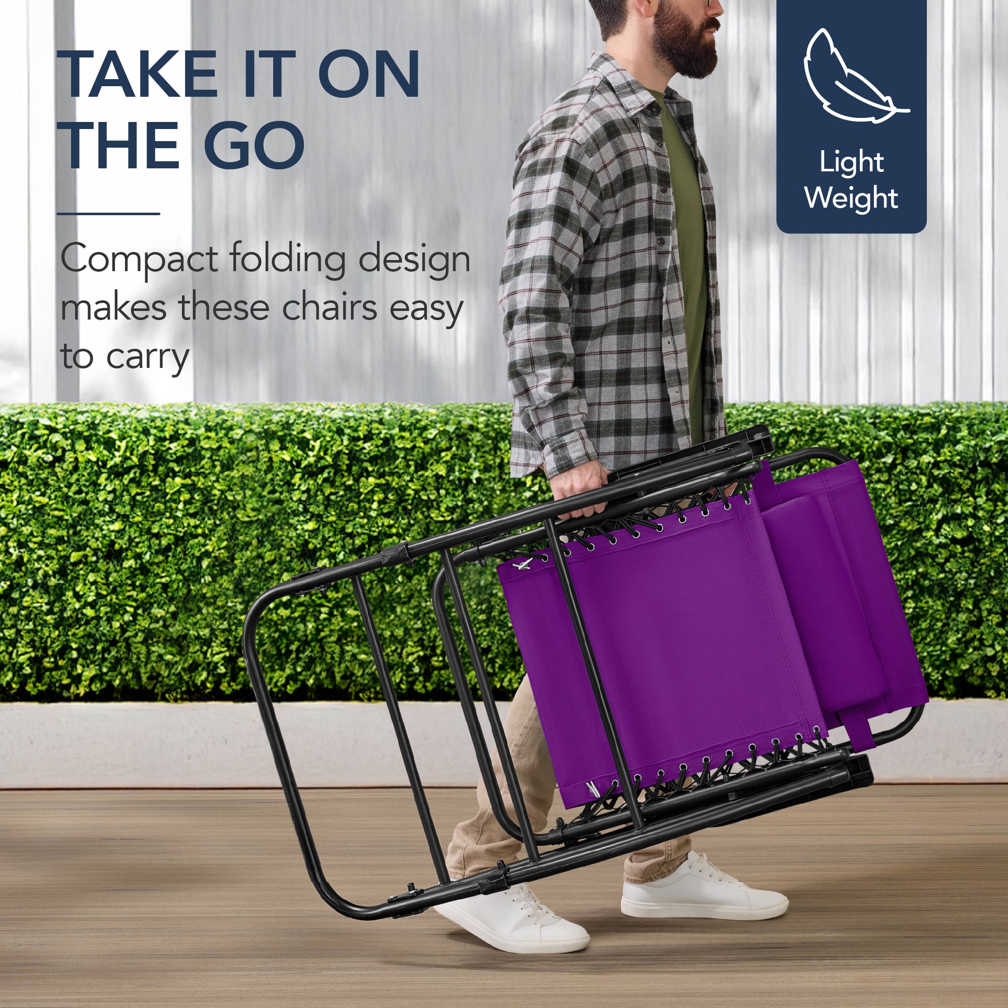 Folding Outdoor Zero Gravity Rocking Lounge Chair w/ Headrest Pillow