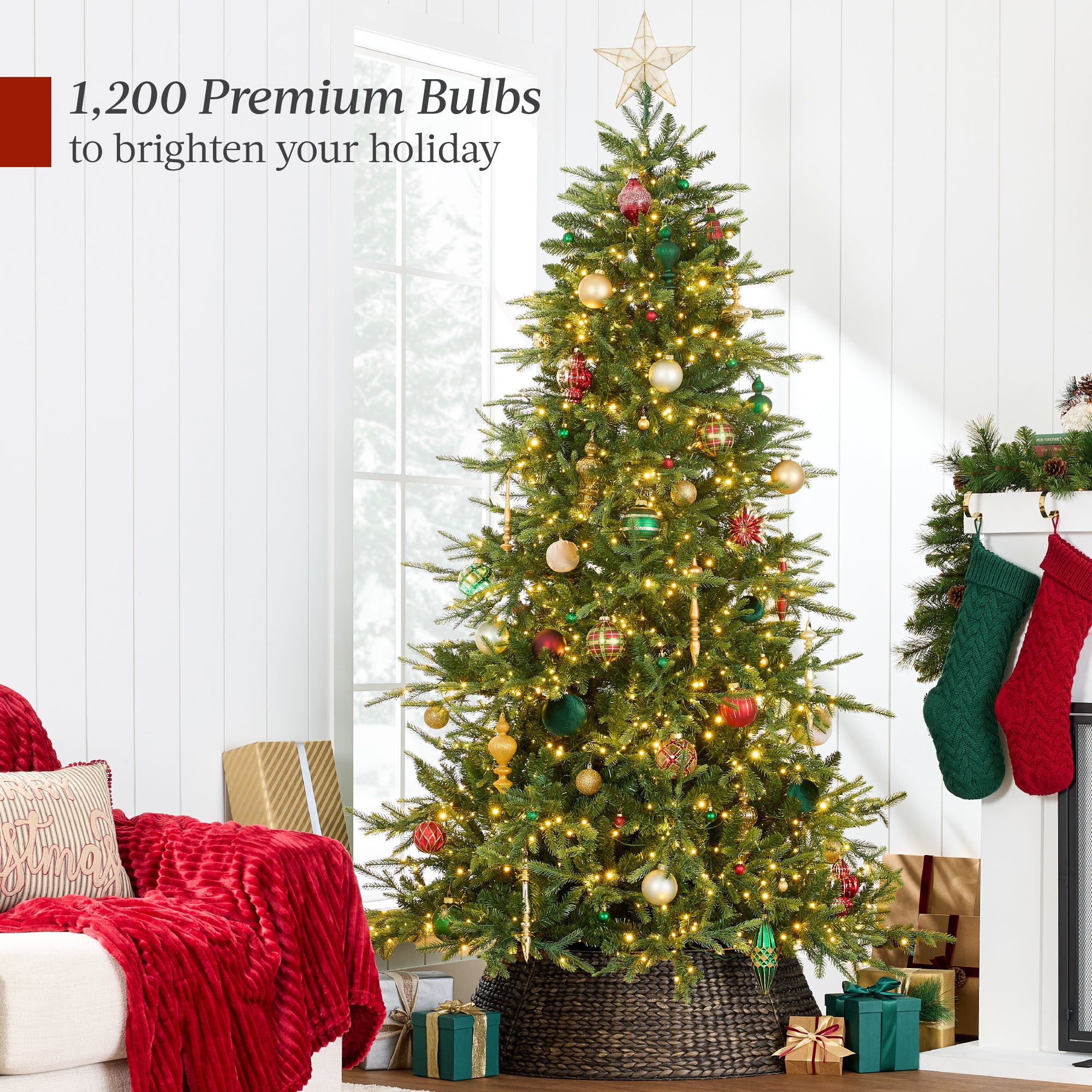 Pre-Lit Artificial Full Aspen Christmas Tree w/ 2-in-1 Twinkling