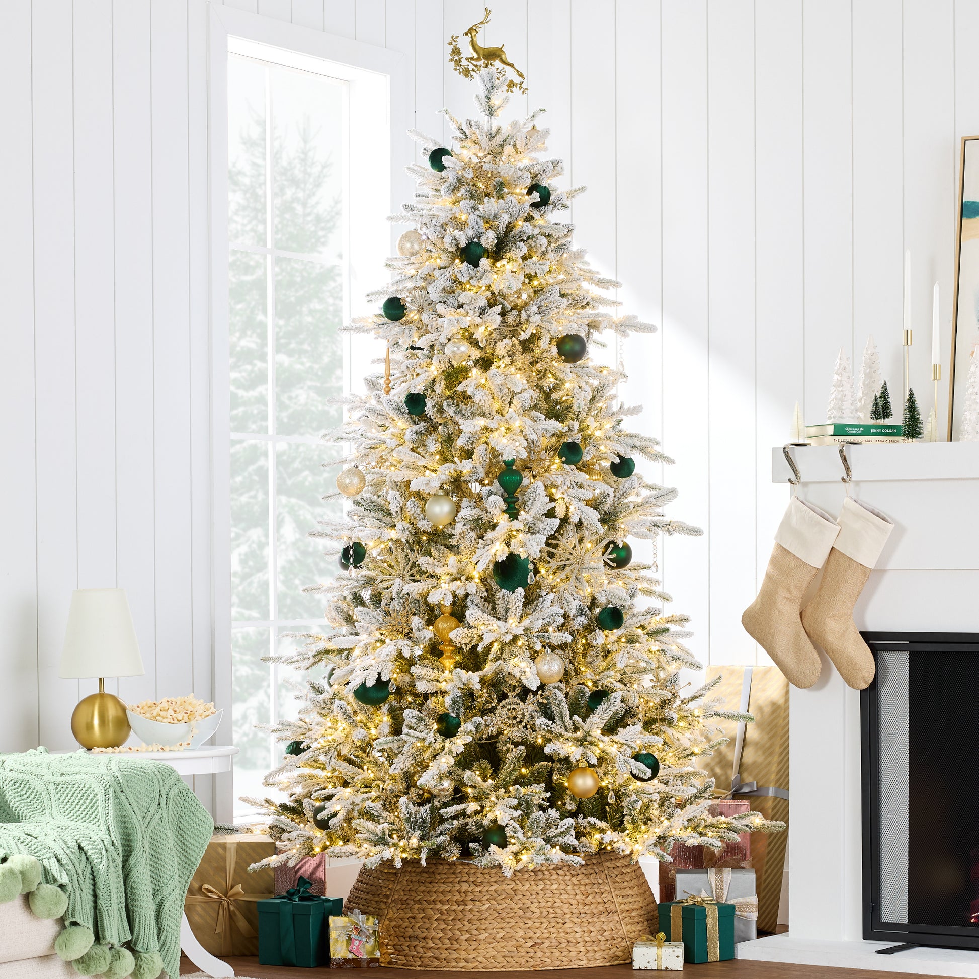 Best Choice Products 7.5ft Pre-Lit Flocked Full Aspen Noble Fir Christmas Tree w/ 1,500 2-in-1 Twinkling Micro LEDs Best Choice Products 7.5ft Pre-Lit Flocked Full Aspen Noble Fir Christmas Tree w/ 1,500 2-in-1 Twinkling Micro LEDs