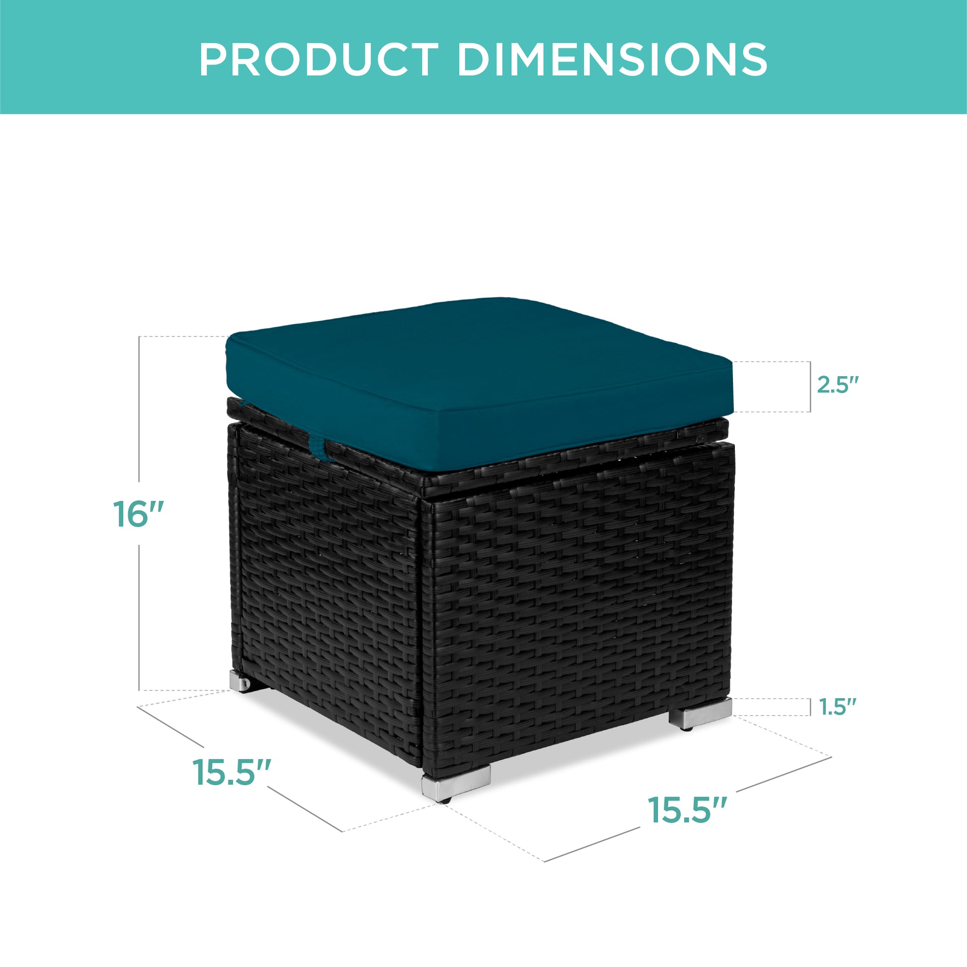 Set of 2 Wicker Ottomans, Multipurpose w/ Removable Cushions, Steel Frame