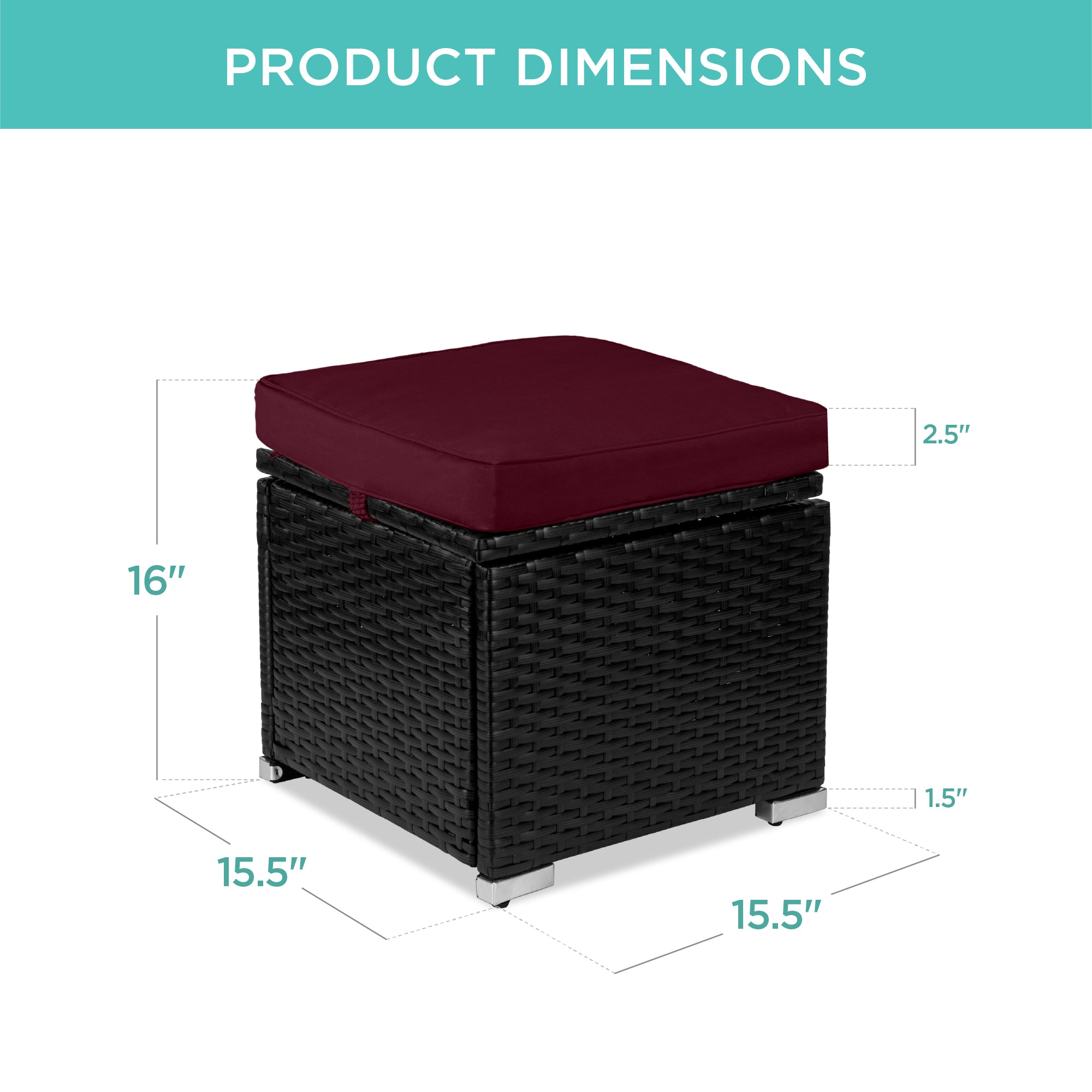 Set of 2 Wicker Ottomans, Multipurpose w/ Removable Cushions, Steel Frame