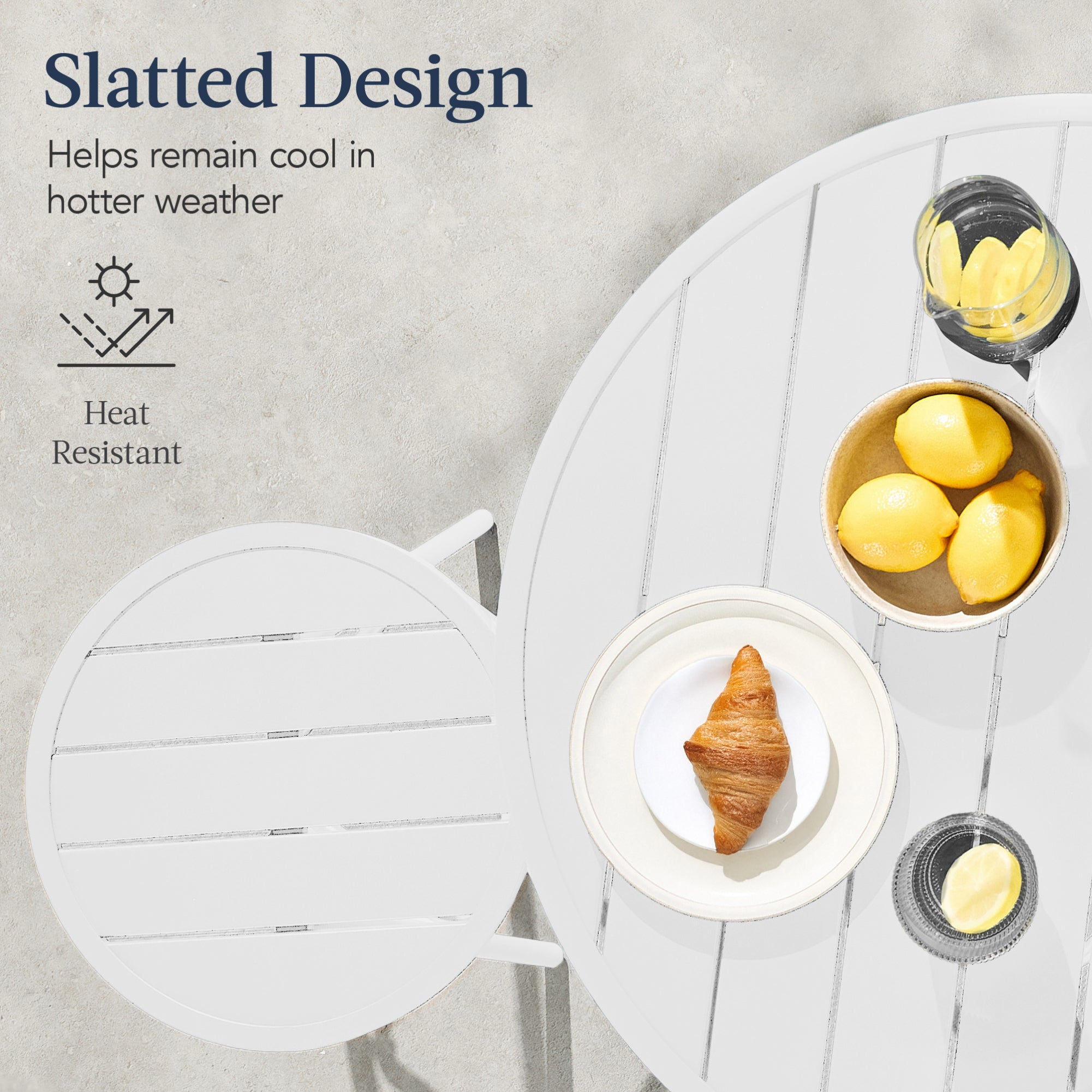 3-Piece Patio Bar Height Bistro Set w/ Backless Stools, Slatted Design