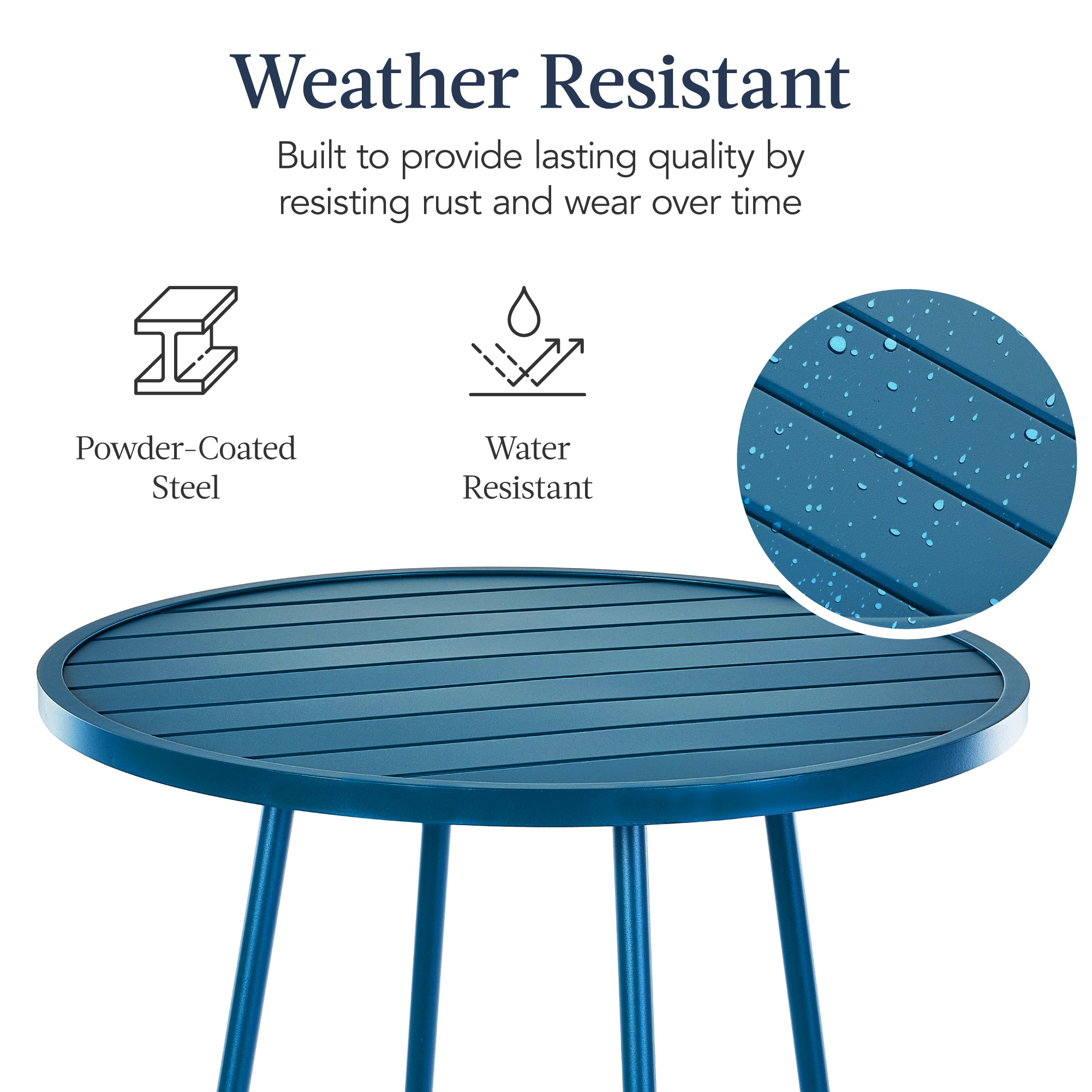 3-Piece Patio Bar Height Bistro Set w/ Backless Stools, Slatted Design