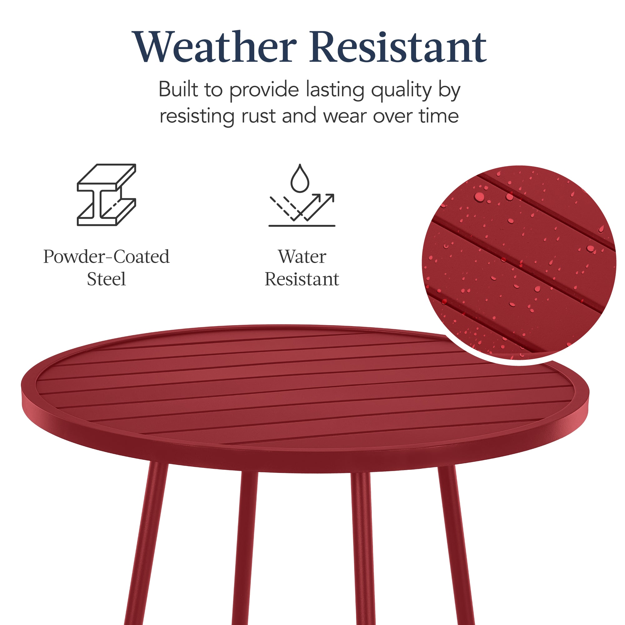 3-Piece Patio Bar Height Bistro Set w/ Backless Stools, Slatted Design