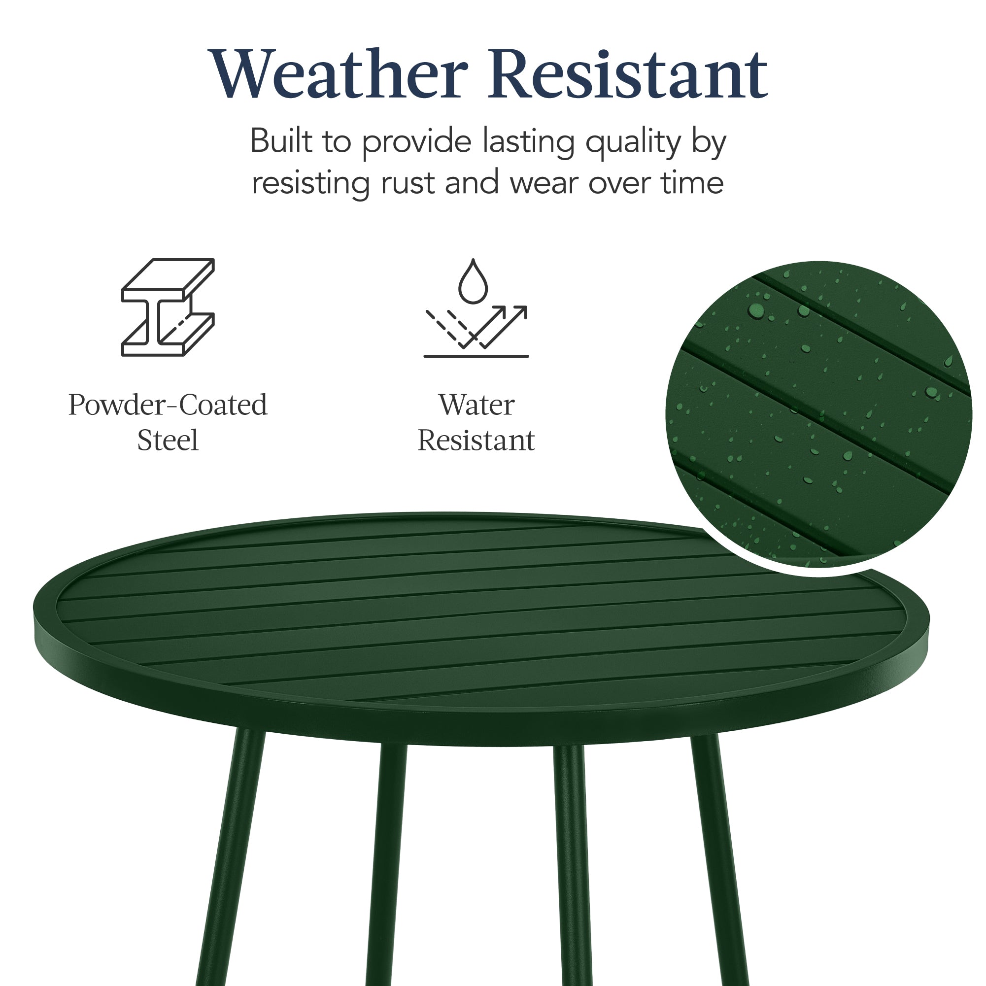 3-Piece Patio Bar Height Bistro Set w/ Backless Stools, Slatted Design