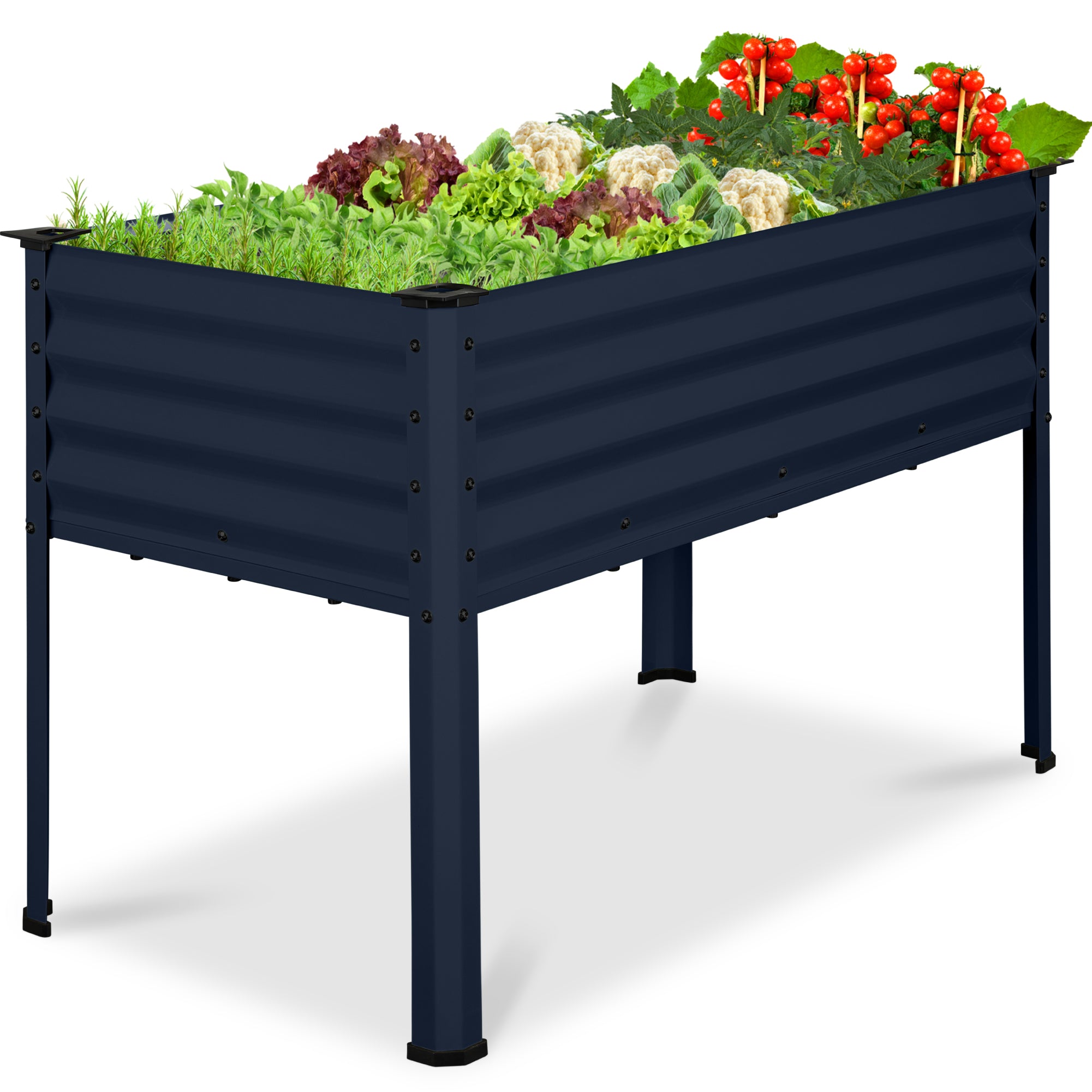 コロ付きメタルガーデンベッド Elevated Galvanized Metal Garden Bed w/ Corner Protectors
