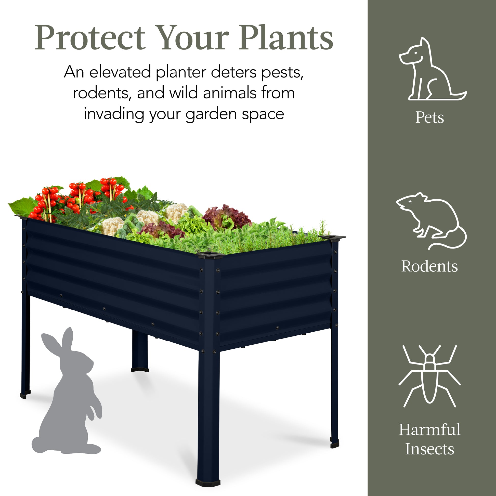 Elevated Galvanized Metal Garden Bed w/ Corner Protectors - 48x24x30in