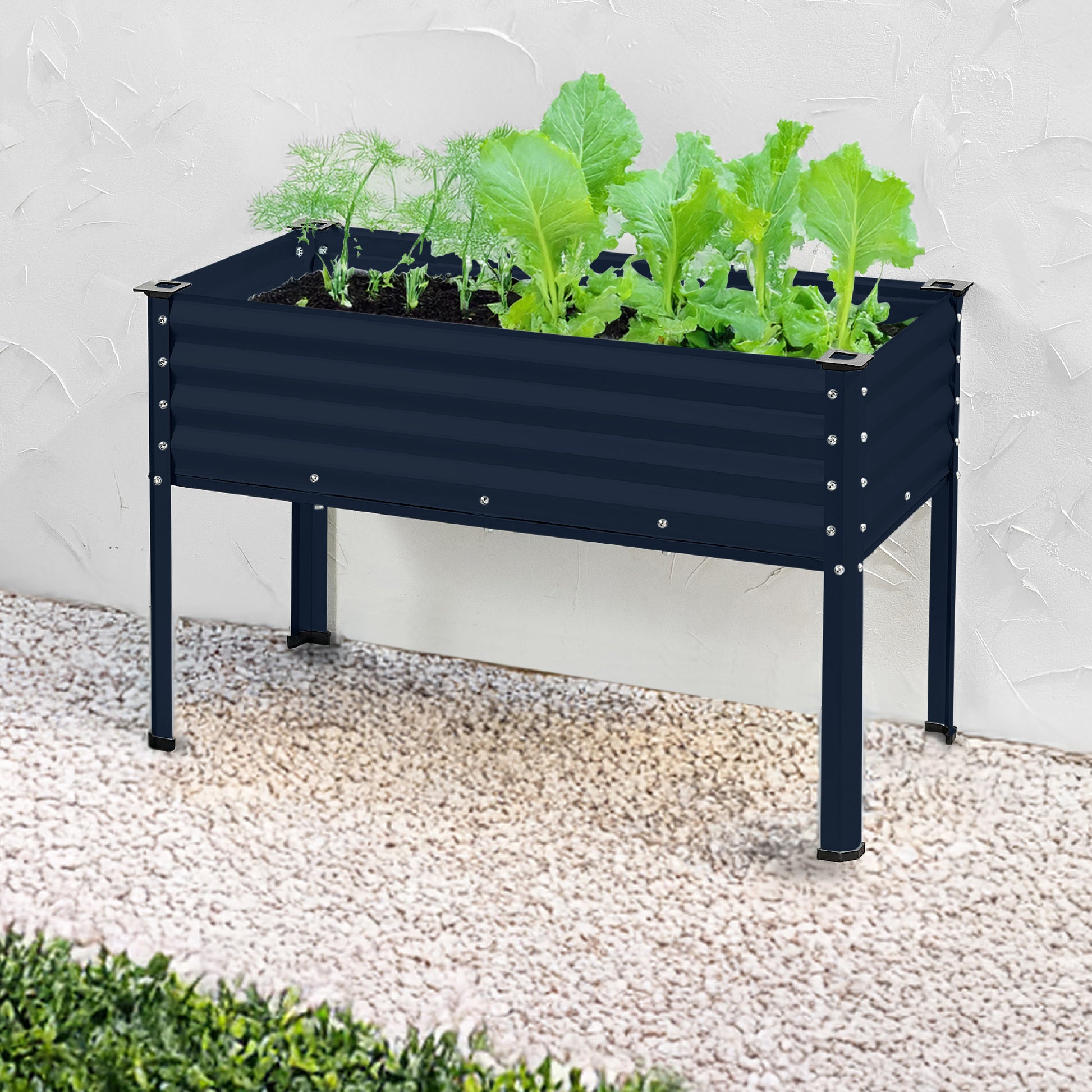 Elevated Galvanized Metal Garden Bed w/ Corner Protectors - 48x24x30in