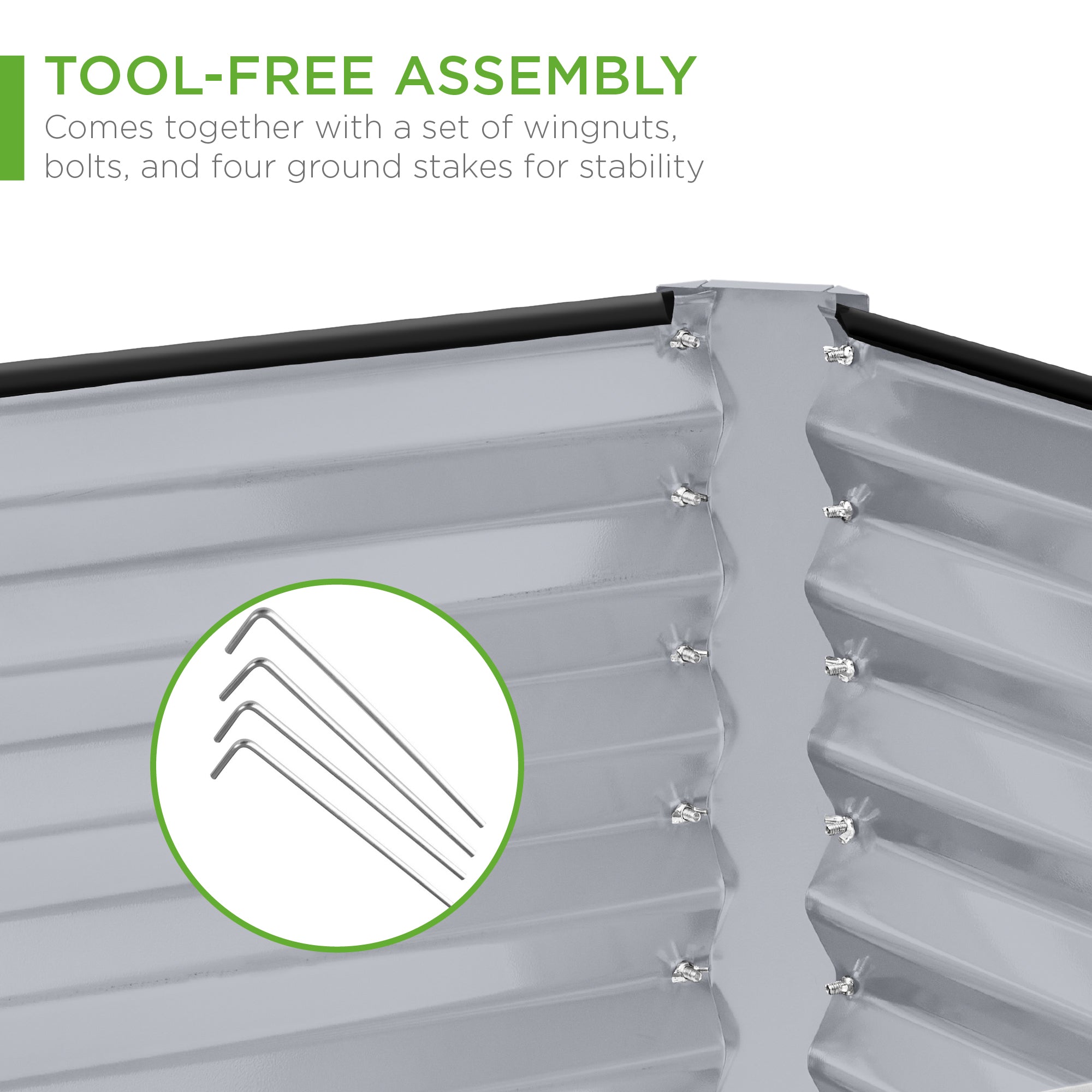 Outdoor Metal Raised Garden Bed for Vegetables, Flowers, Herbs - 8x4x2ft