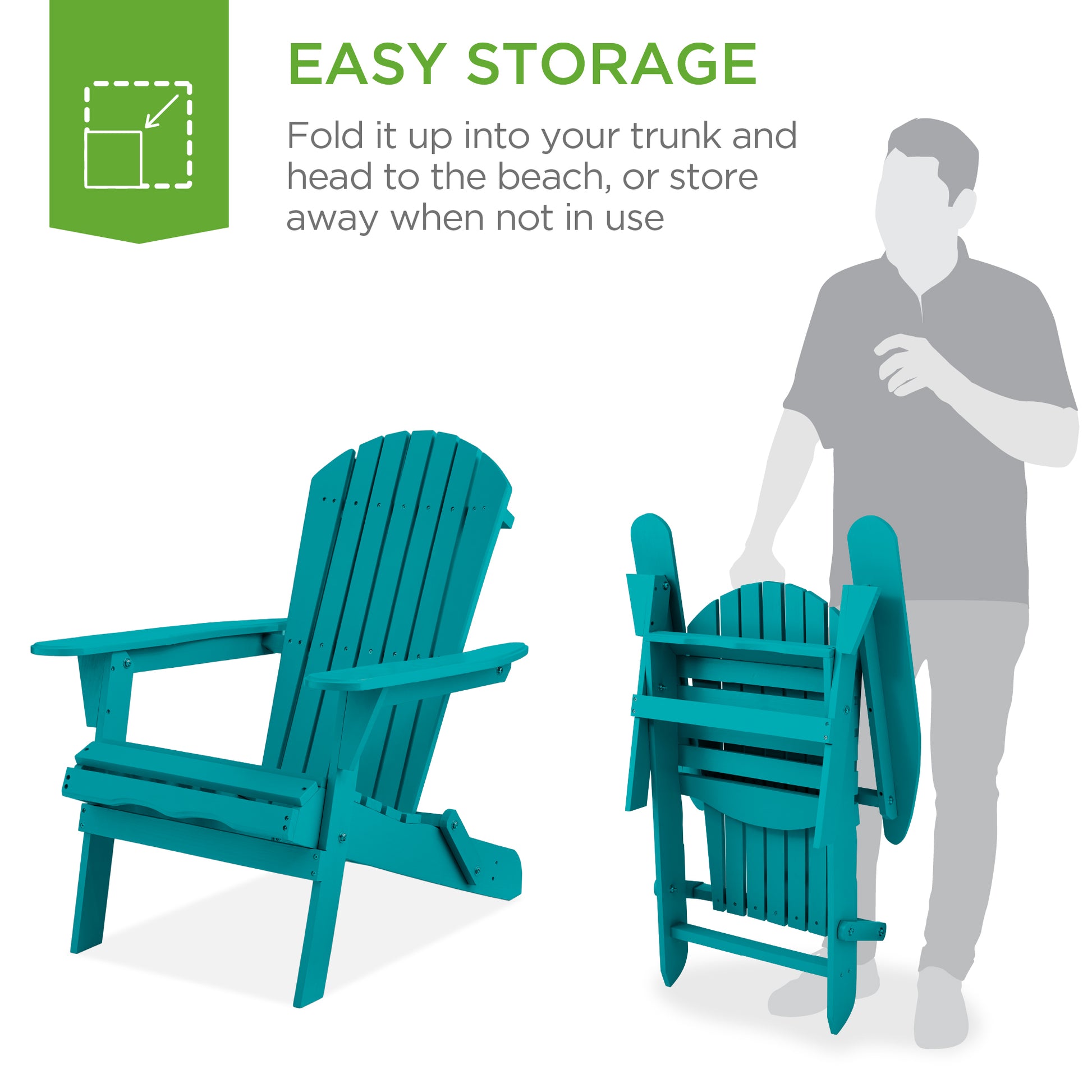 Folding Wooden Adirondack Chair, Accent Furniture w/ Natural Woodgrain