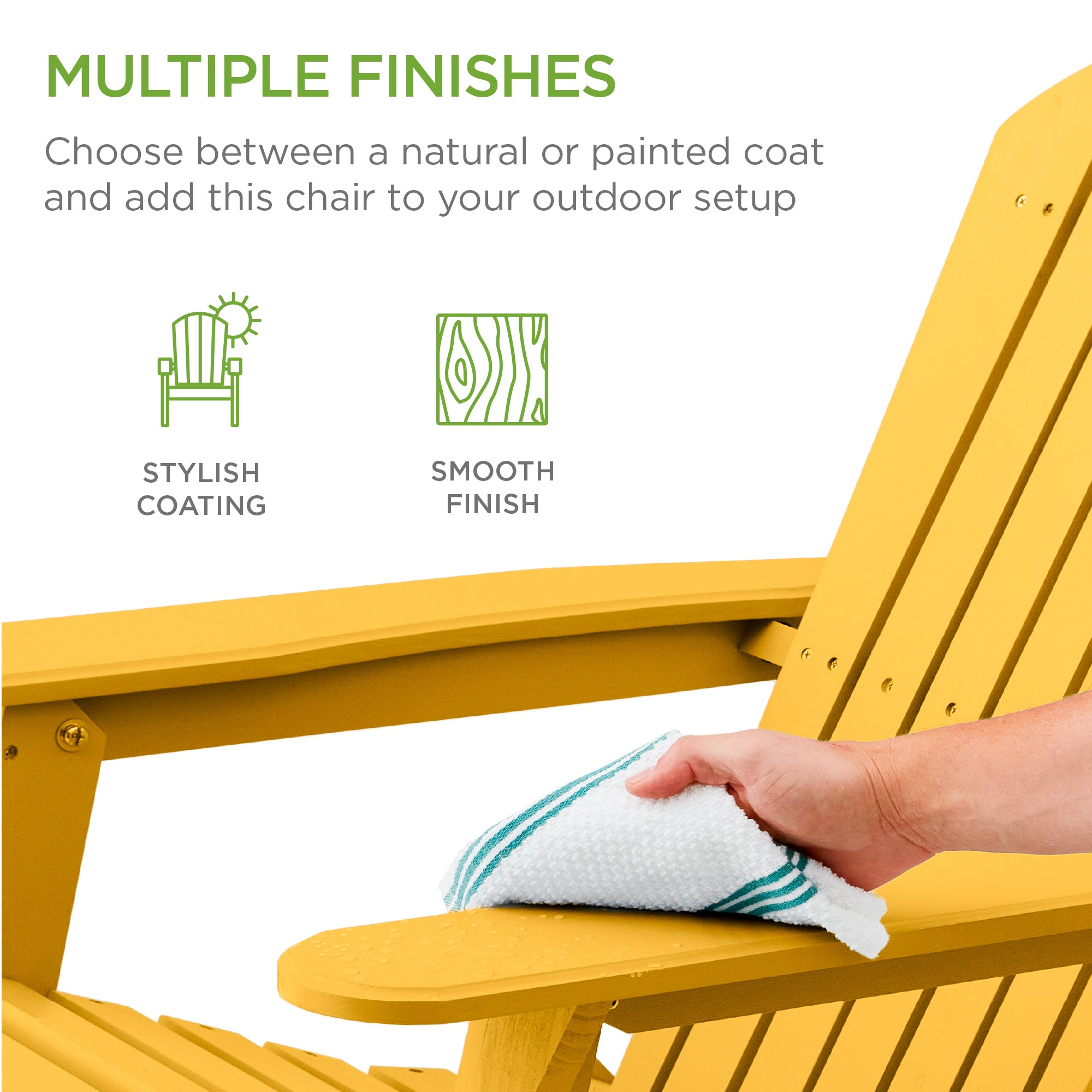 Folding Wooden Adirondack Chair, Accent Furniture w/ Natural Woodgrain