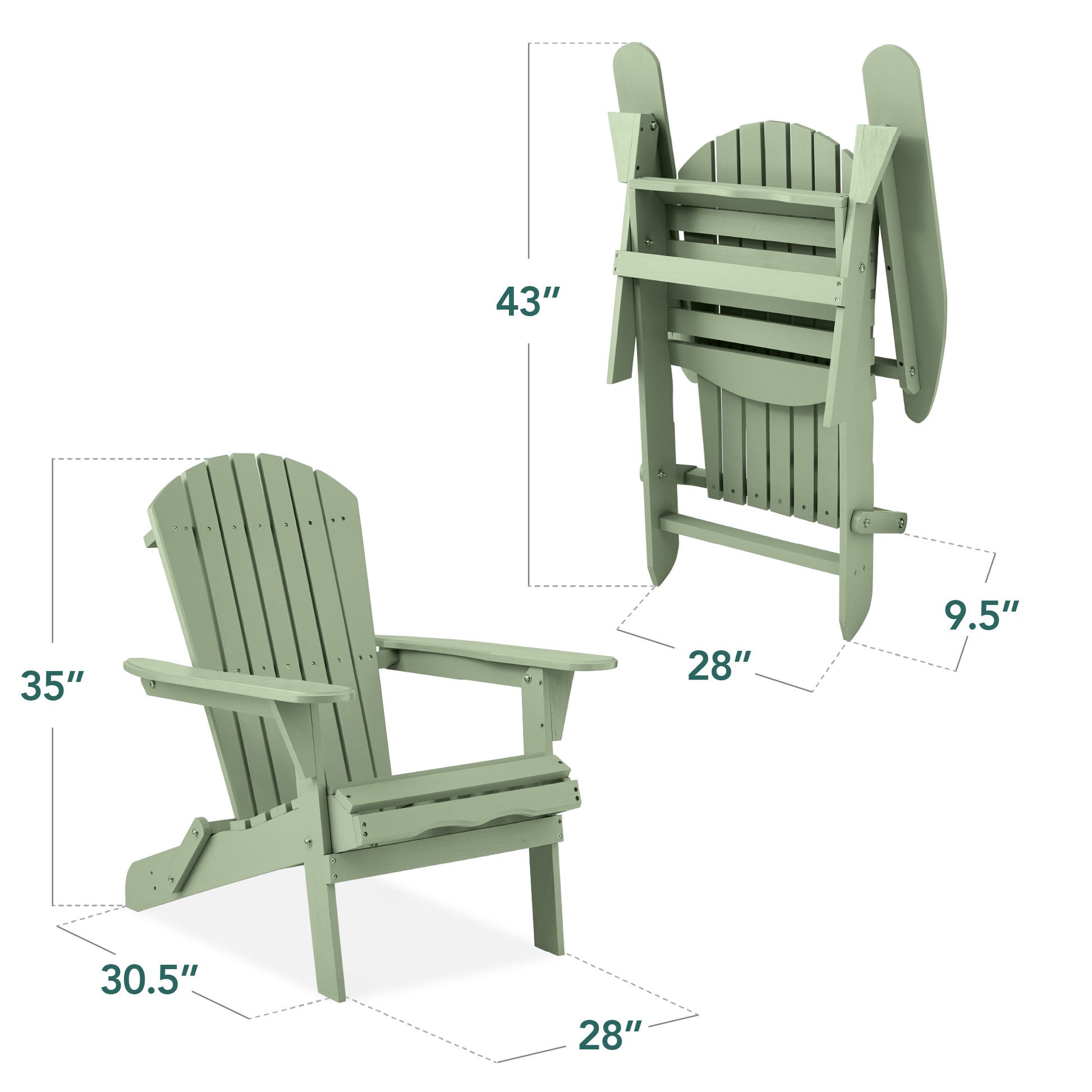 Folding Wooden Adirondack Chair, Accent Furniture w/ Natural Woodgrain