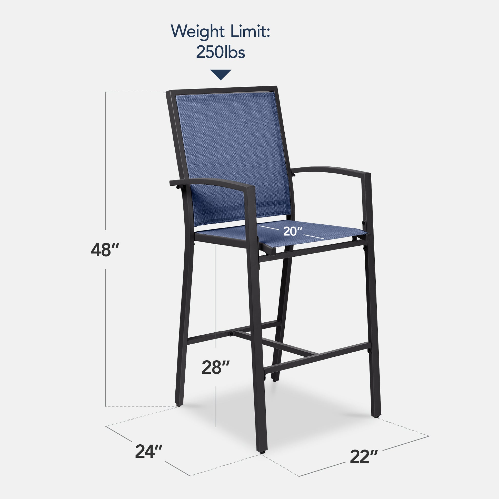 Set of 2 Outdoor Barstools, Patio Chairs w/ Footrests, All-Weather Mesh