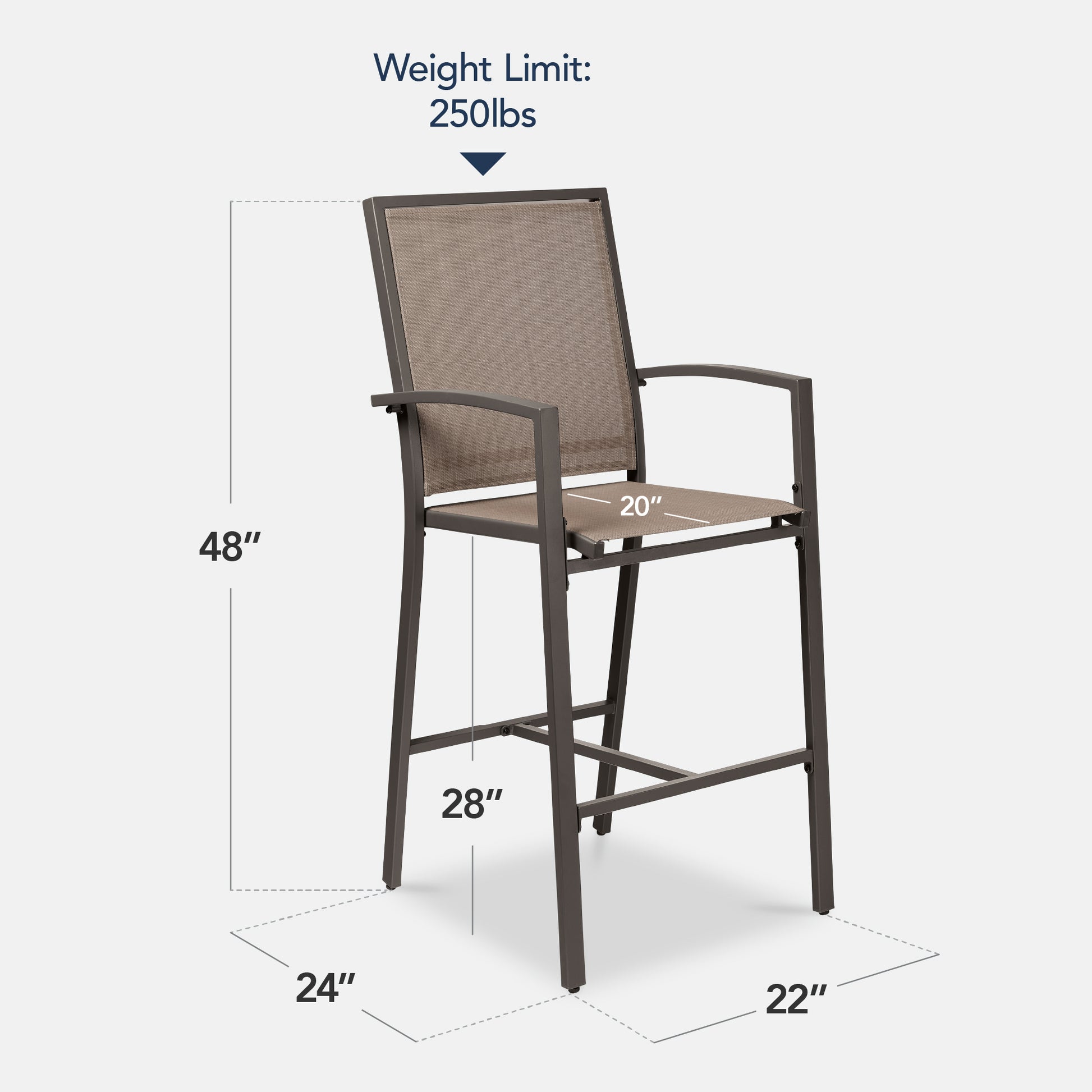 Set of 2 Outdoor Barstools, Patio Chairs w/ Footrests, All-Weather Mesh