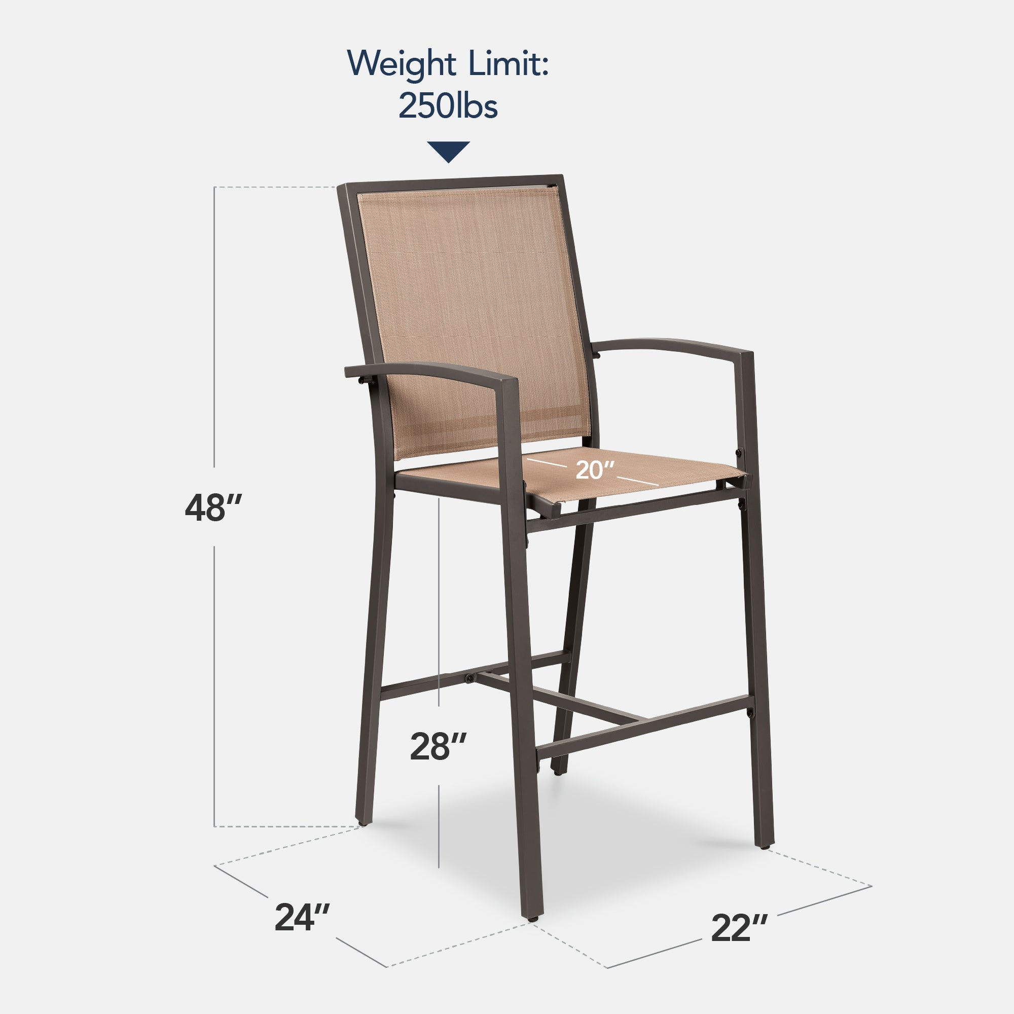 Set of 2 Outdoor Barstools, Patio Chairs w/ Footrests, All-Weather Mesh