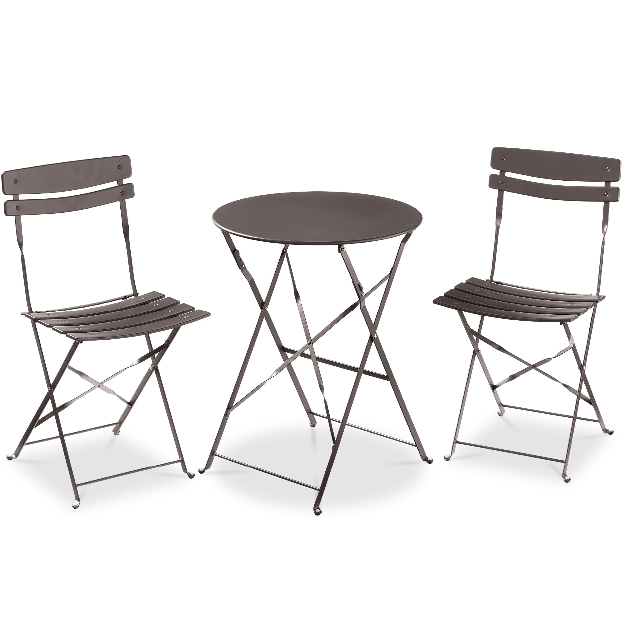 3-Piece Small Folding Patio Bistro Set w/ 2 Chairs