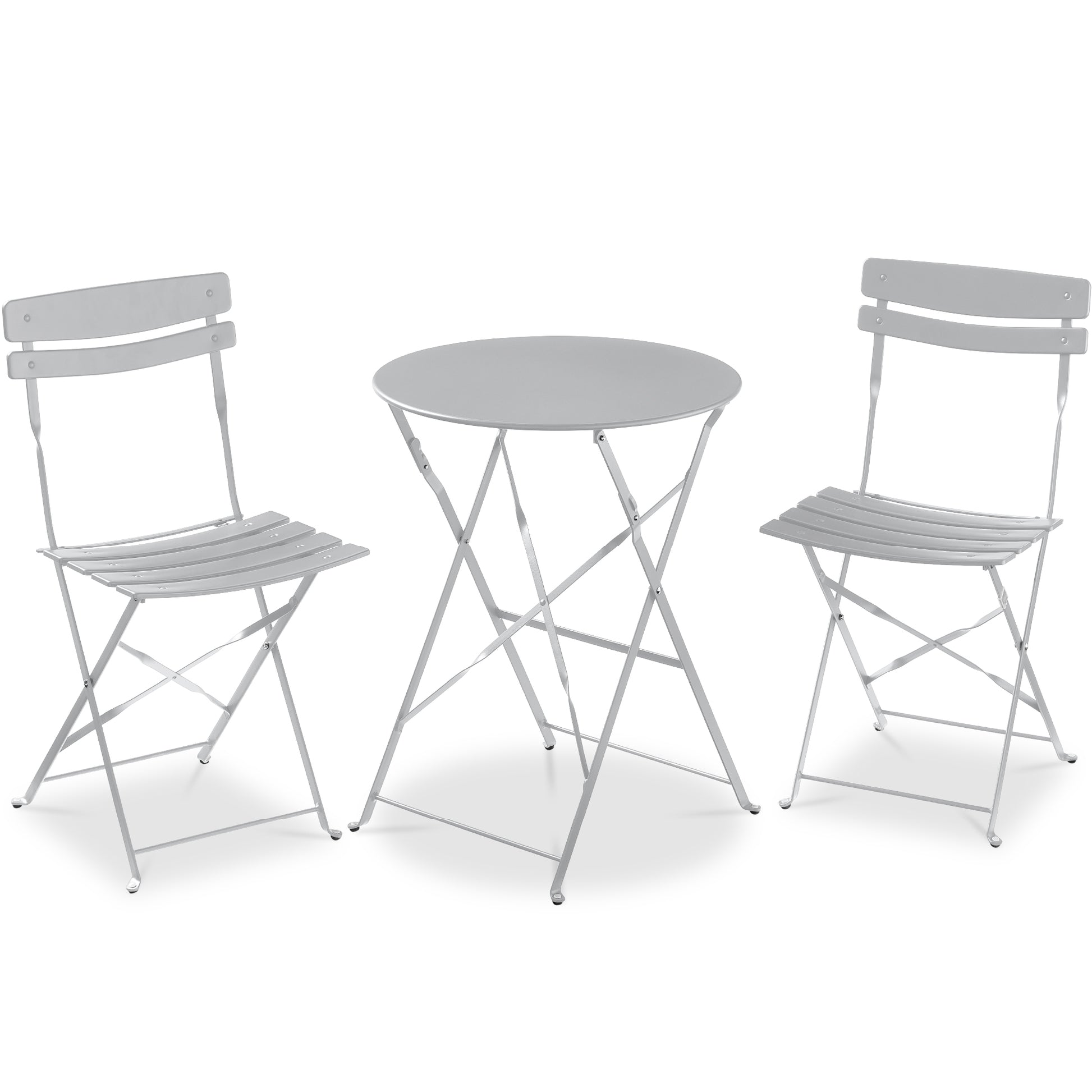 3-Piece Small Folding Patio Bistro Set w/ 2 Chairs