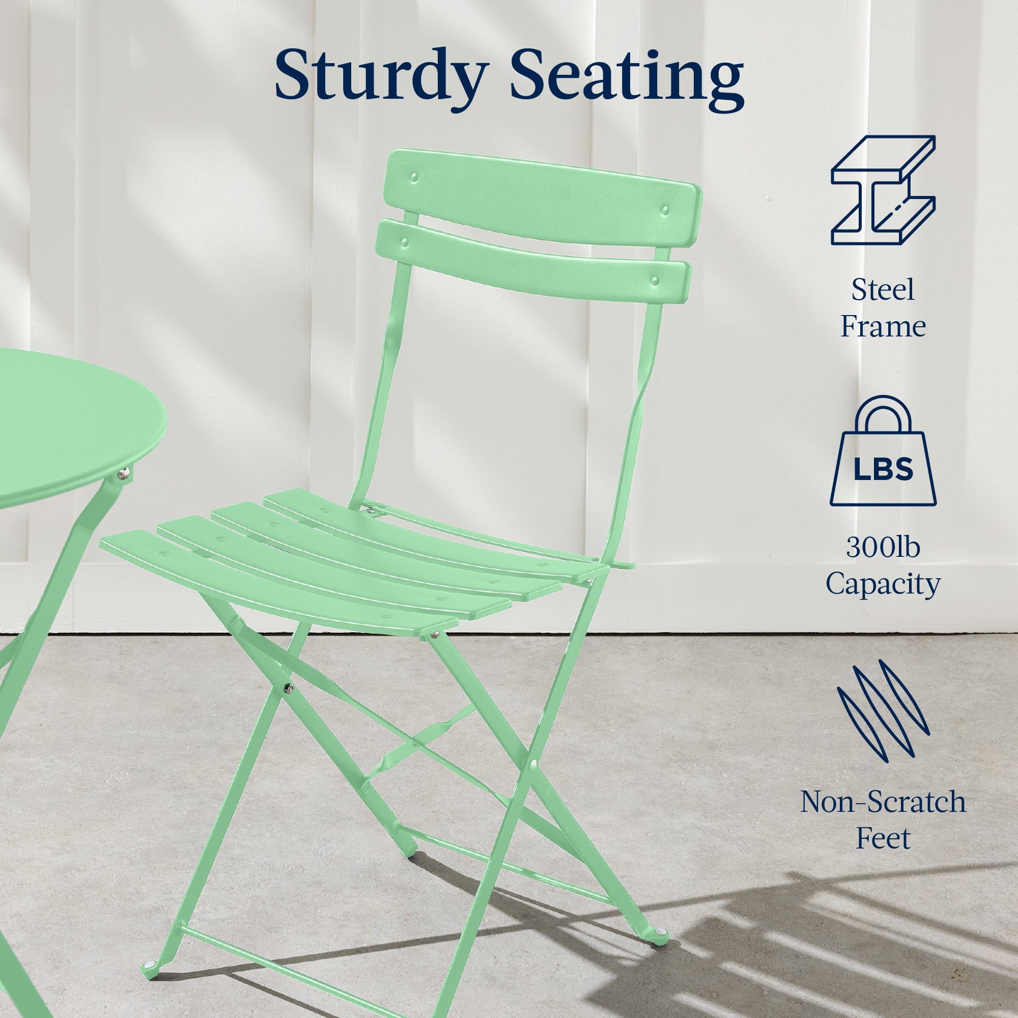 3-Piece Small Folding Patio Bistro Set w/ 2 Chairs