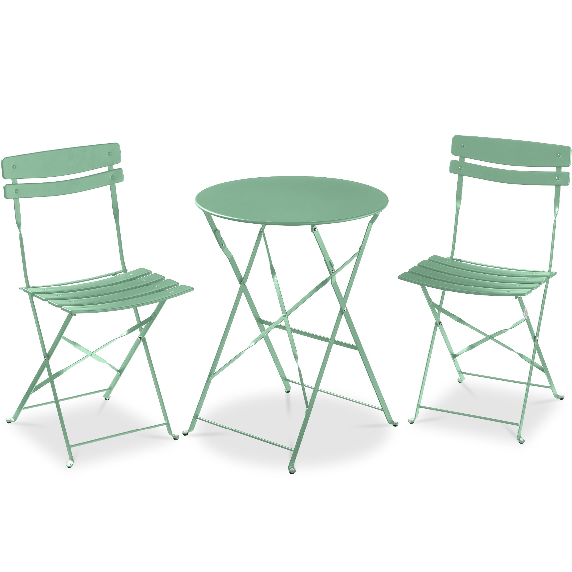 3-Piece Small Folding Patio Bistro Set w/ 2 Chairs