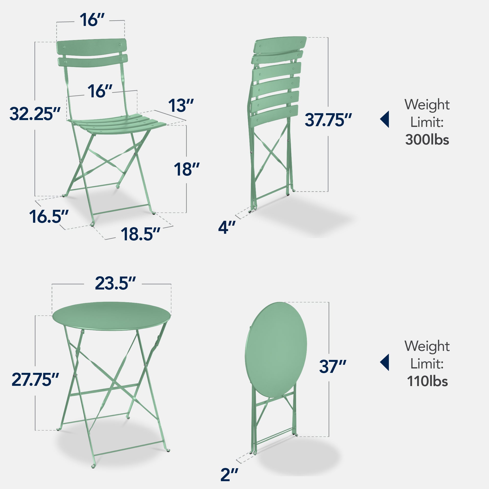 3-Piece Small Folding Patio Bistro Set w/ 2 Chairs – Best Choice
