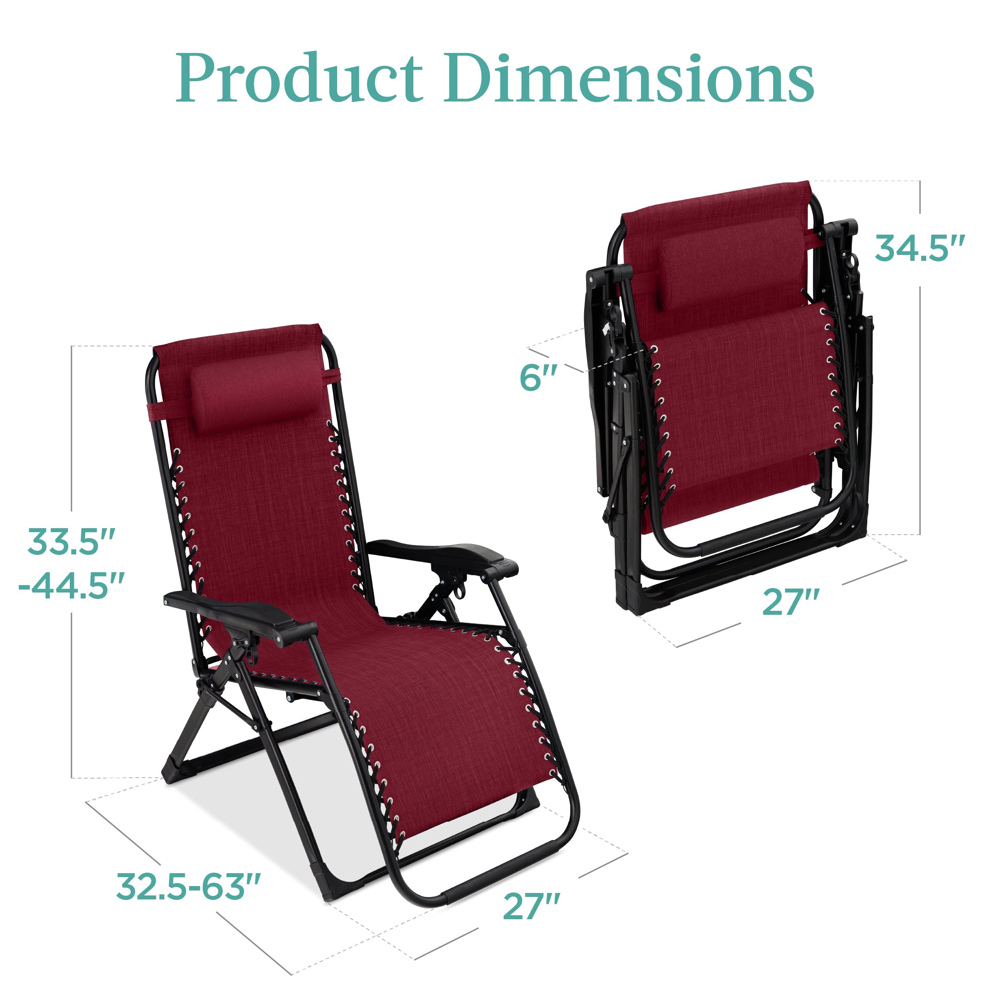 Oversized Zero Gravity Chair, Folding Outdoor Recliner w/ Removable Cushion