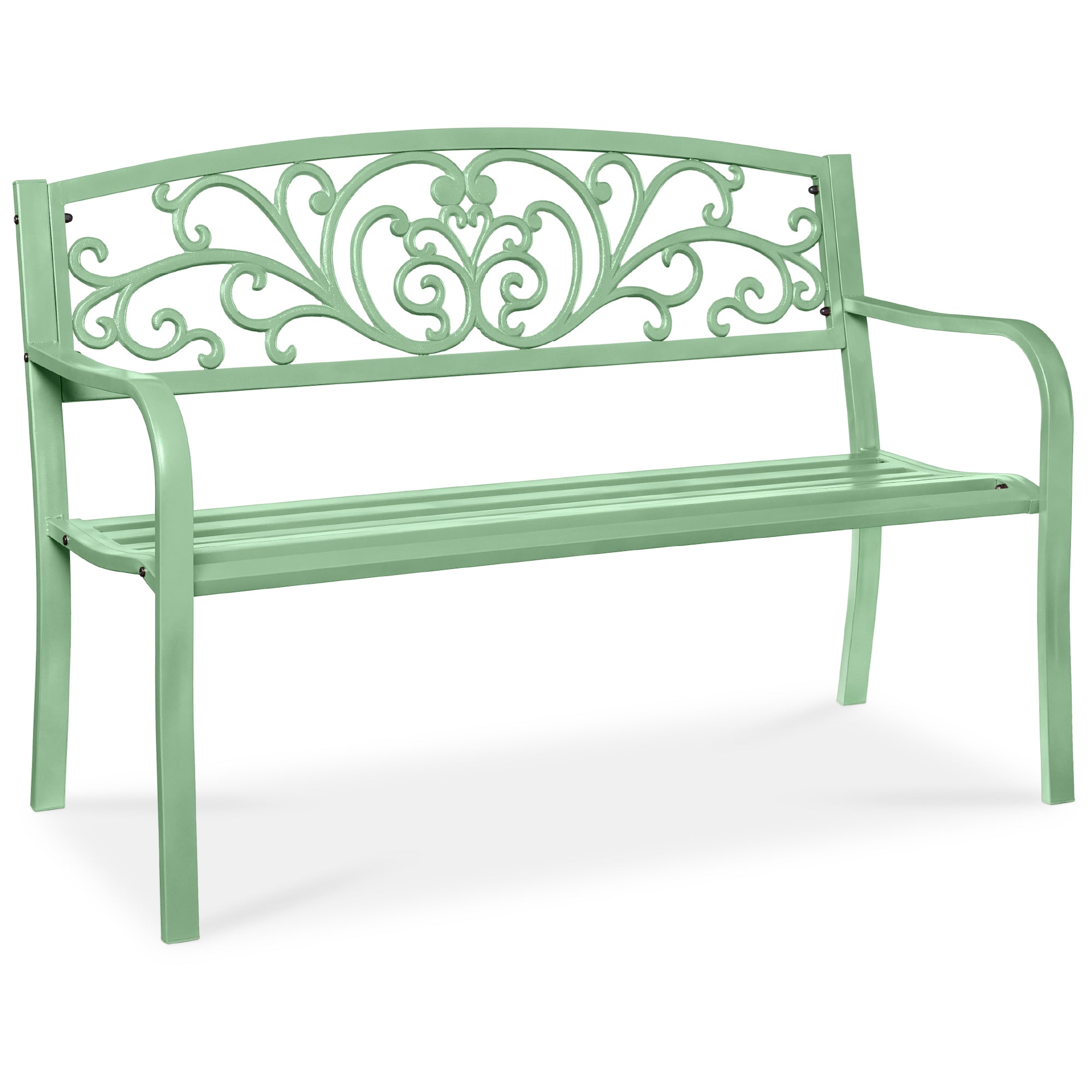 Steel Bench for Outdoor, Patio, Garden w/ Floral Design - 50in