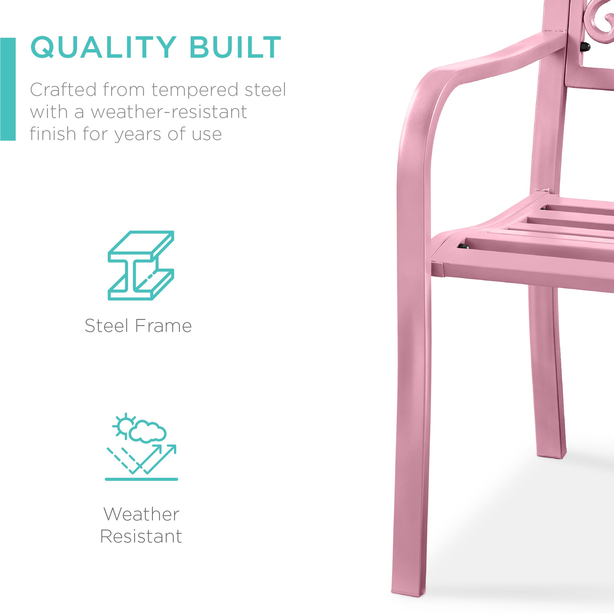 Steel Bench for Outdoor, Patio, Garden w/ Floral Design - 50in