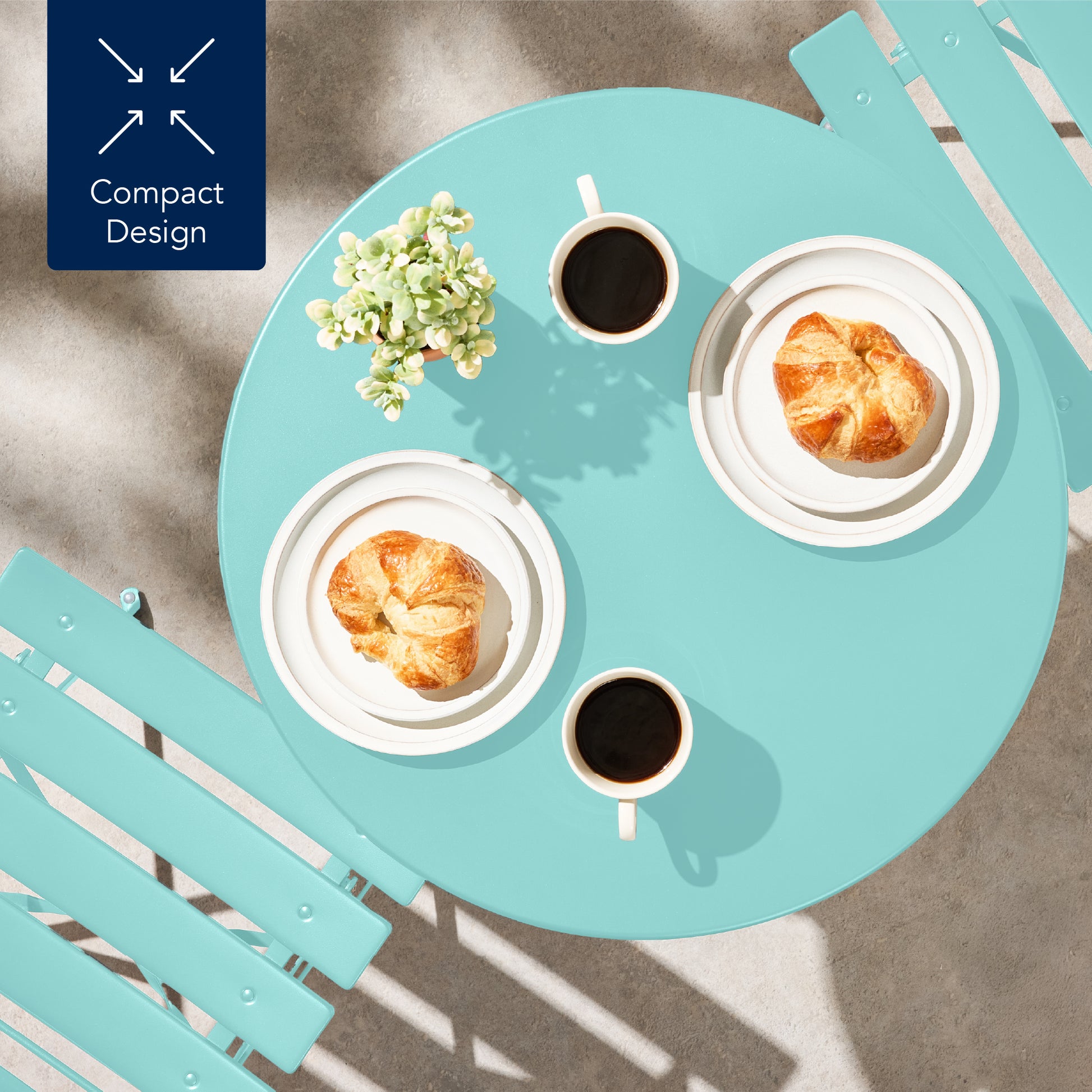 3-Piece Small Folding Patio Bistro Set w/ 2 Chairs