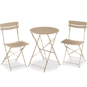 3-Piece Small Folding Patio Bistro Set w/ 2 Chairs