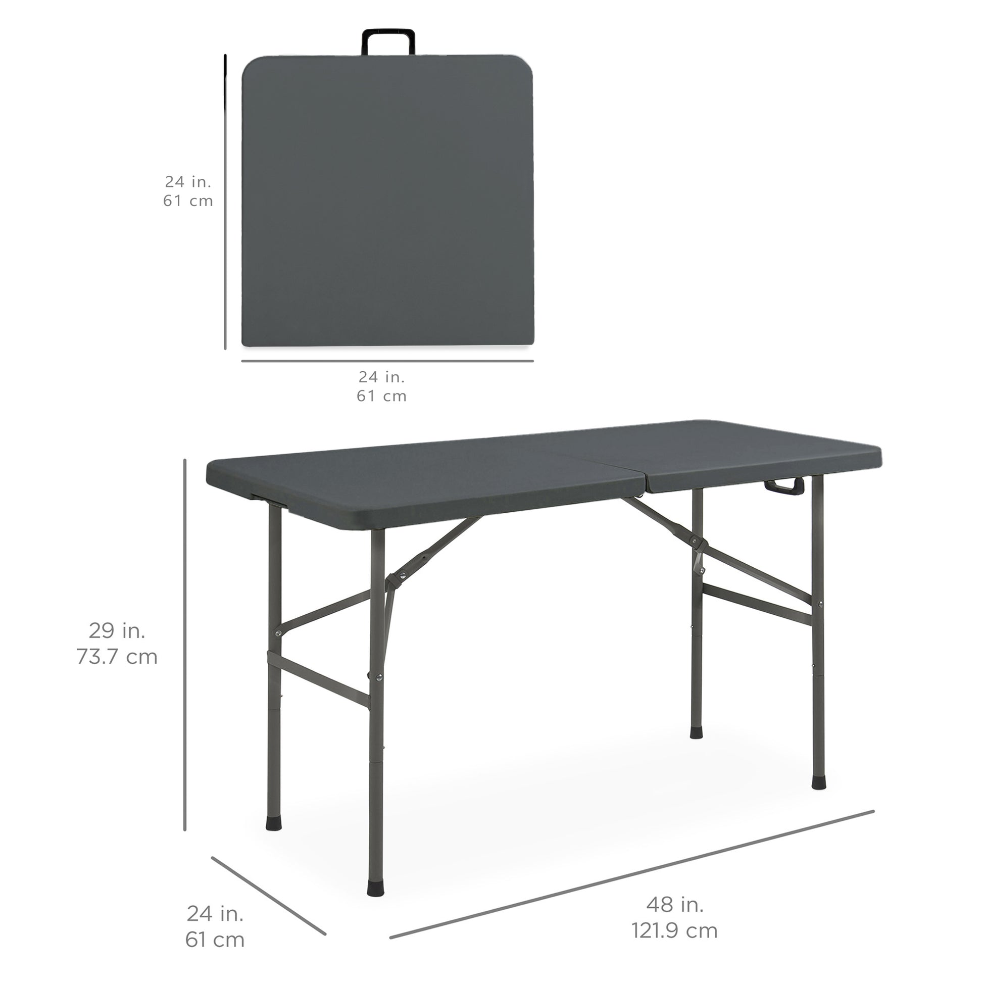Portable Folding Plastic Dining Table w/ Handle, Lock - 4ft
