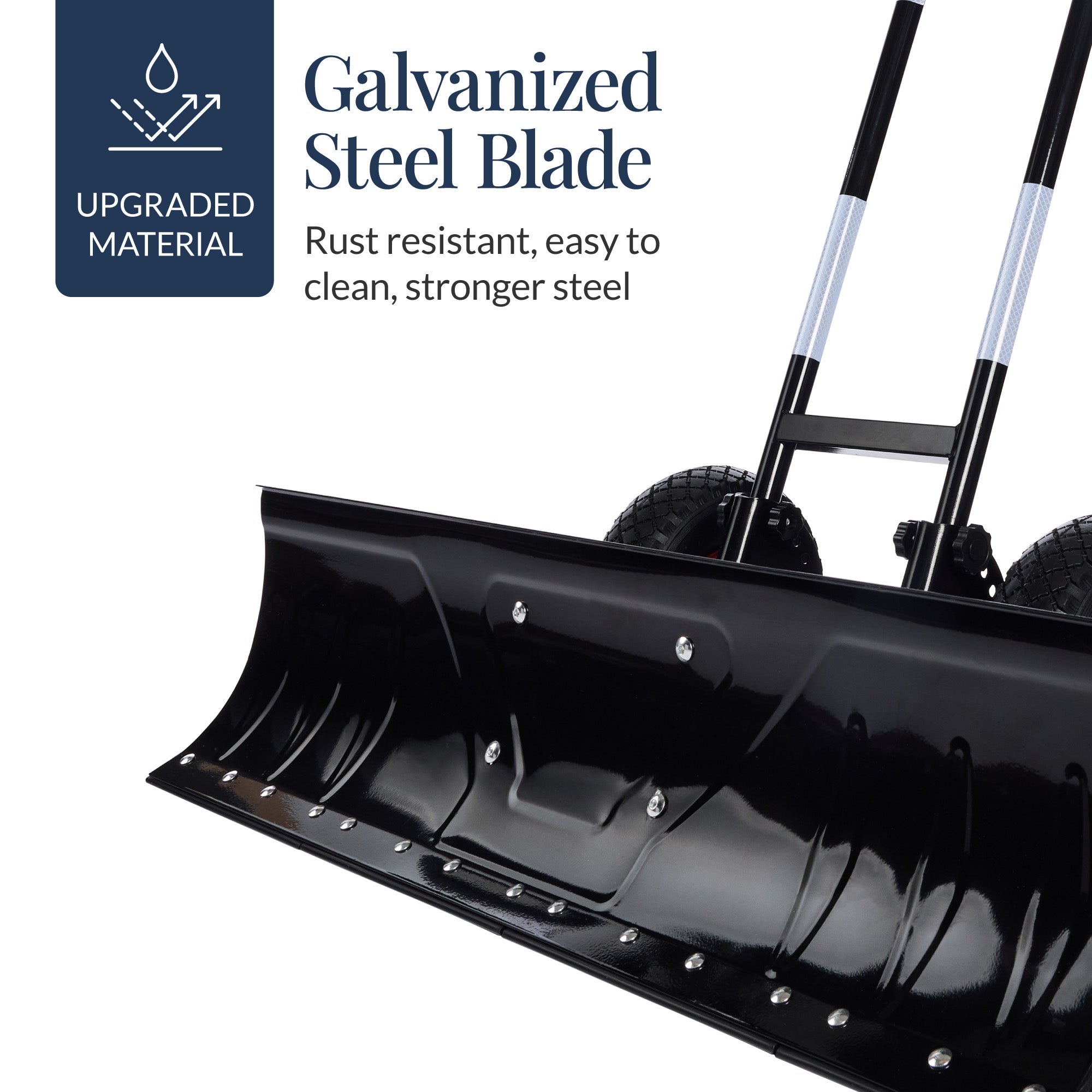 Galvanized Blade 2-Wheel Snow Pusher - Thumbnail 3