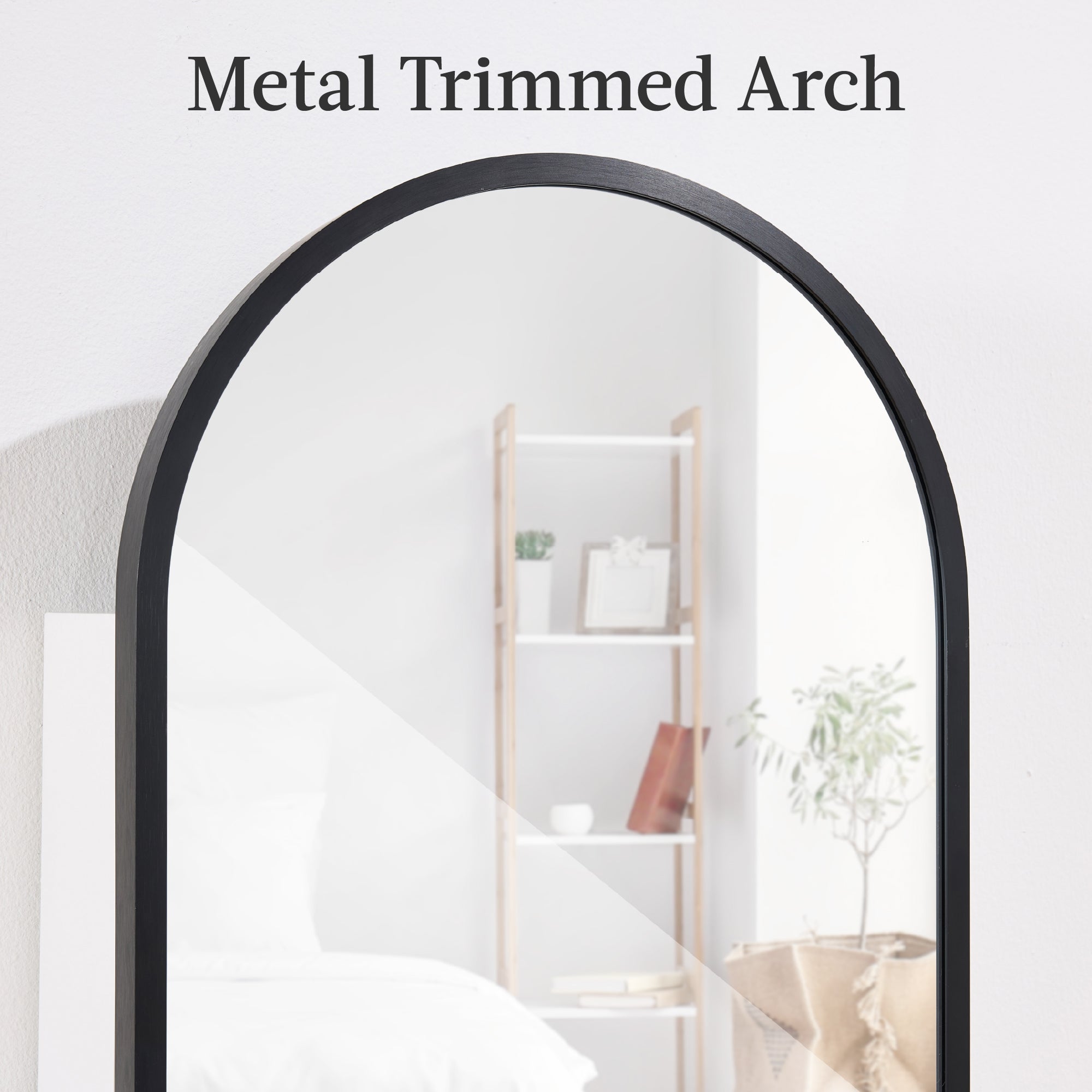 Door/Wall Mounted Arch Mirror Jewelry Armoire, w/ Metal Frame, Built-In Lock
