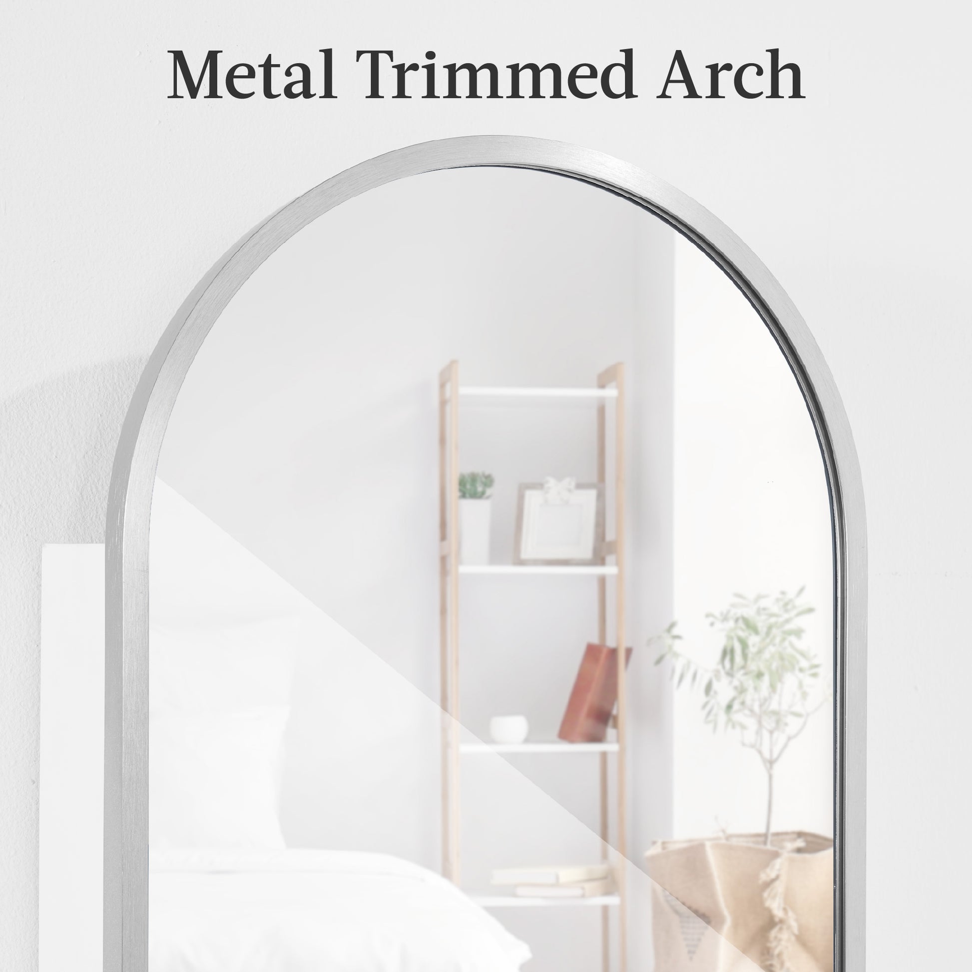 Door/Wall Mounted Arch Mirror Jewelry Armoire, w/ Metal Frame, Built-In Lock