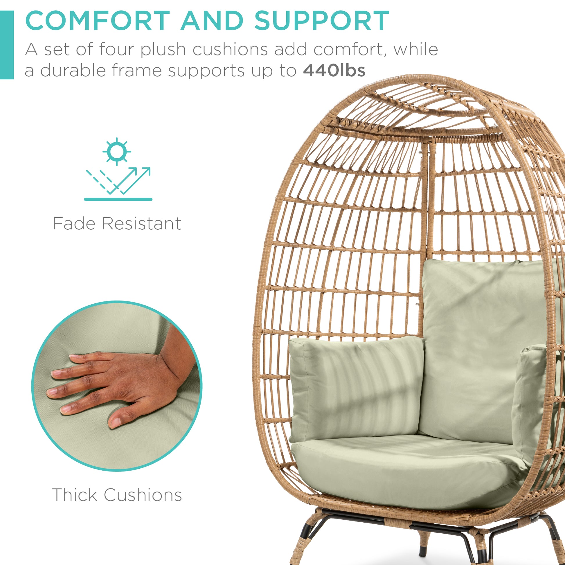 Wicker Egg Chair Oversized Indoor Outdoor Patio Lounger