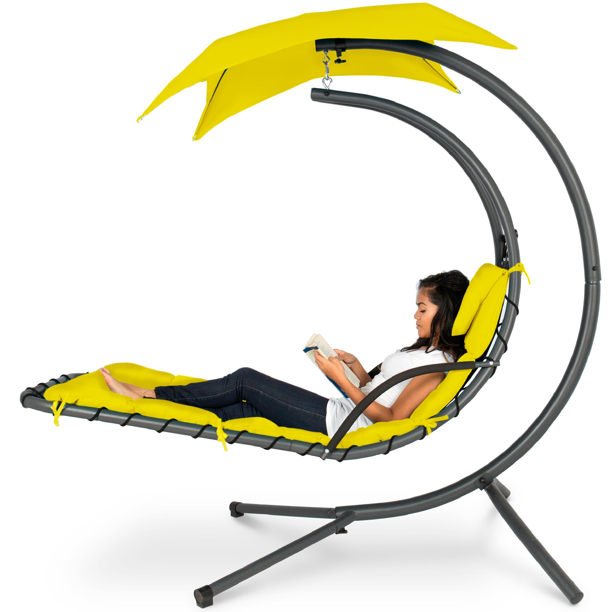 Hanging Curved Chaise Lounge Chair Swing | Best Choice Products