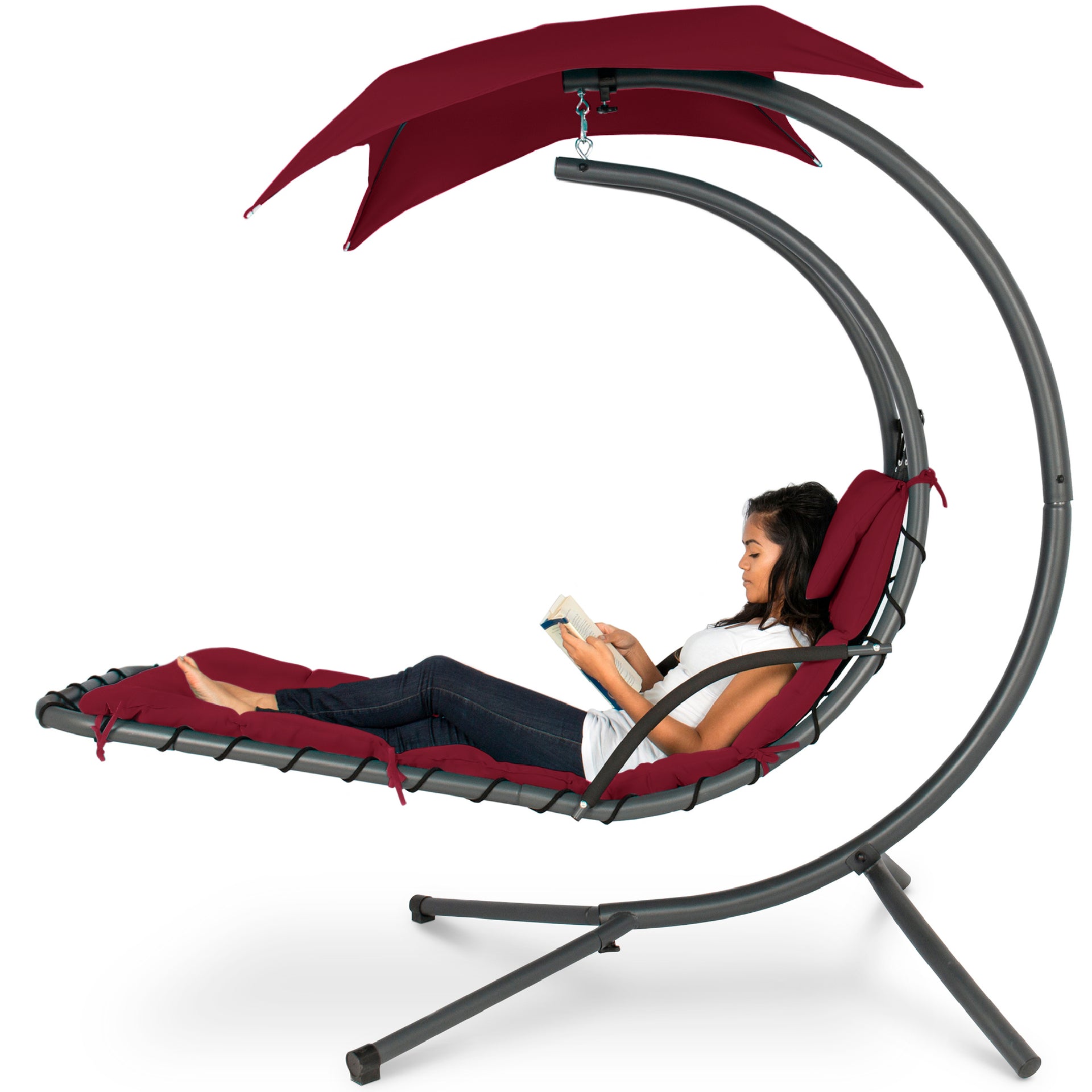 Hanging Curved Chaise Lounge Chair Swing Best Choice Products